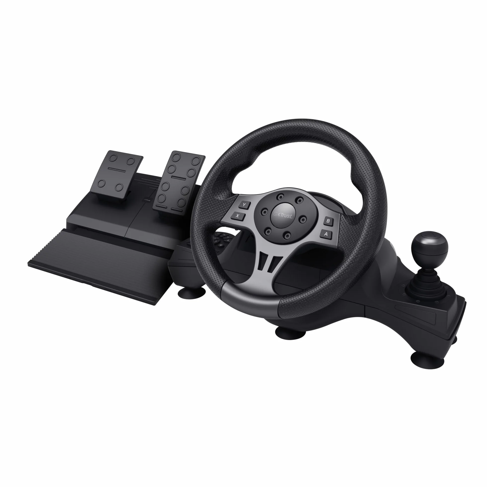 GXTrust Movi Volante de Carreras PC con Pedales, Levas de Cambio, Palanca de Cambios, Vibración, Racing/Farming Simulator / F1 / Gran Turismo