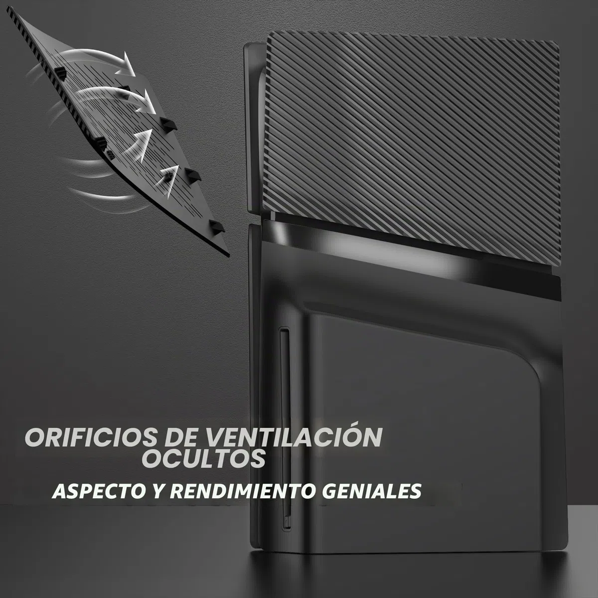 eXtremeRate eXcover Carcasa Superior e Inferior de Repuesto Compatible con ps5 Slim con Lector de Discos, Paneles Laterales y Tapa Trasera con Ventilación Placa para ps5 Slim Consola - Negro
