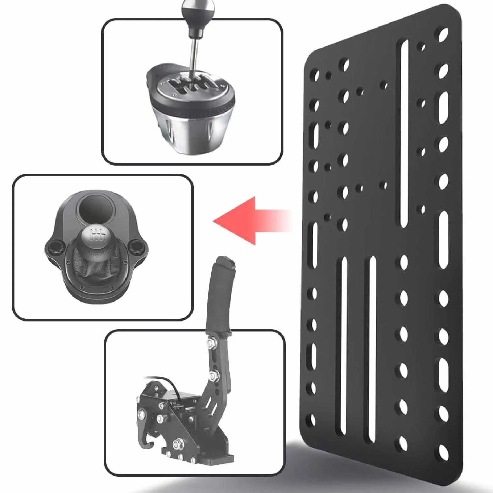BONKZEBU Placa de Soporte de Montaje del Escritorio de Handbrake USB, Placa Adaptadora Universal de Agujeros Múltiples para la Palanca de Cambios SIM Racing, PC Placa de Montaje de