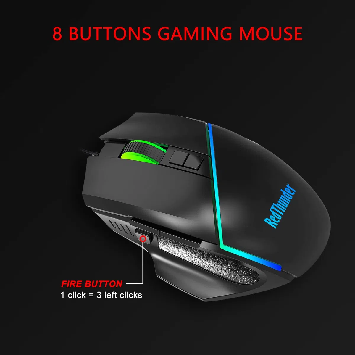 RedThunder G30 Teclado y ratón mecánicos RGB para Juegos con una Sola Mano, 2 Teclas Macro incorporadas + 7 Teclas programables, 35 Teclas Anti-ghosting, ergonómico para PC Mac PS5 Xbox One Gamer