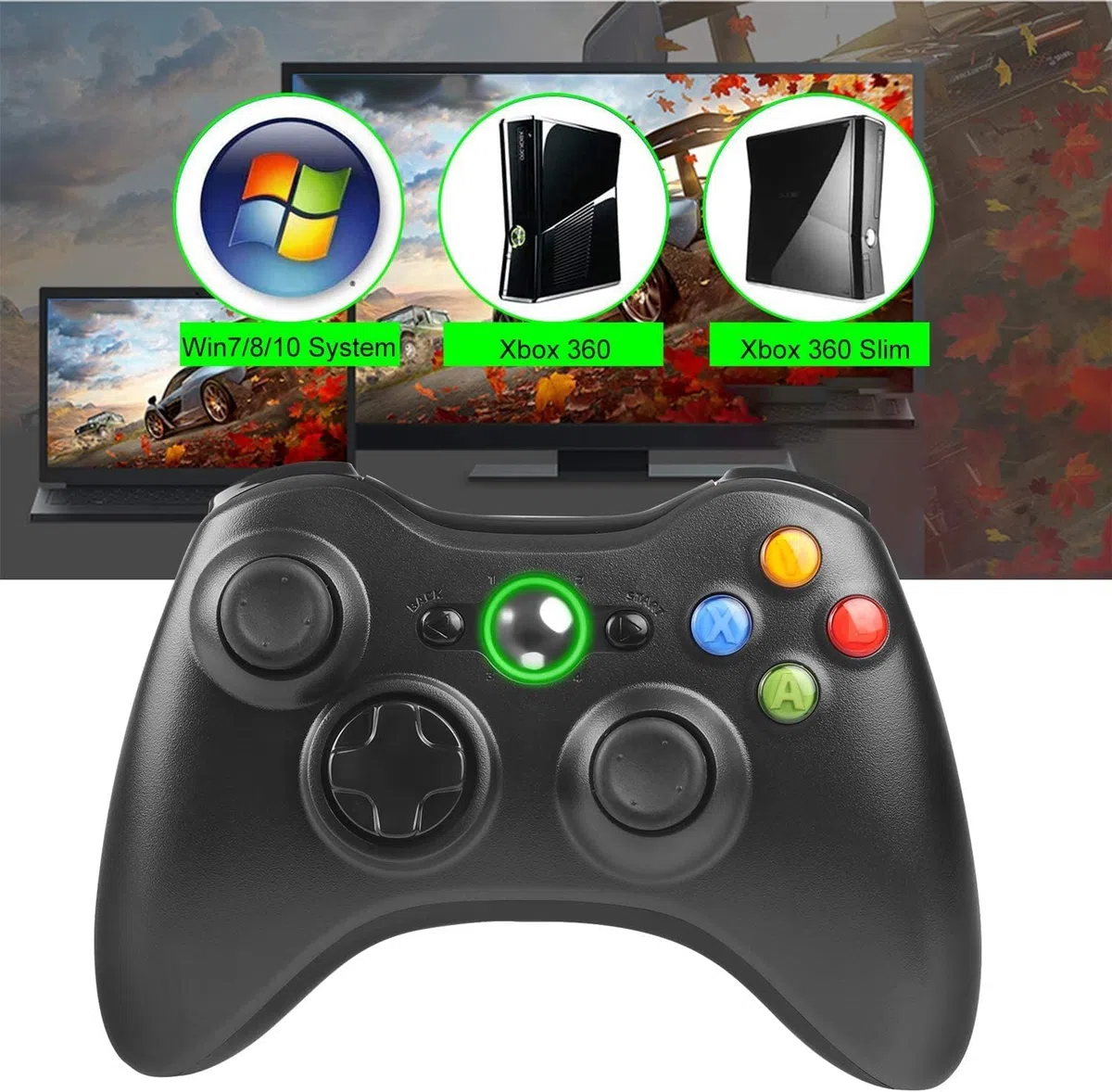 Dhaose - Mando inalámbrico de 2,4 GHz, gamepad mejorado con joystick para Xbox 360, Xbox Slim 360 y ordenadores con Windows 7, 8 y 10