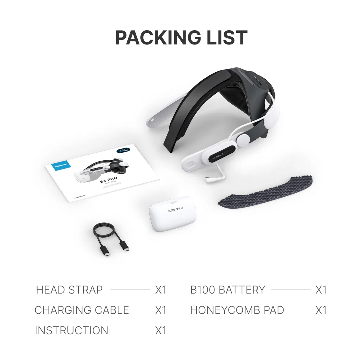 BOBOVR E3 Pro Batería Correa para la Cabez,Compatible con Meta Quest 3S/Quest 3,Batería de Carga rápida Intercambiable en Caliente de 10000 mAh y expansión de Audio de 3,5