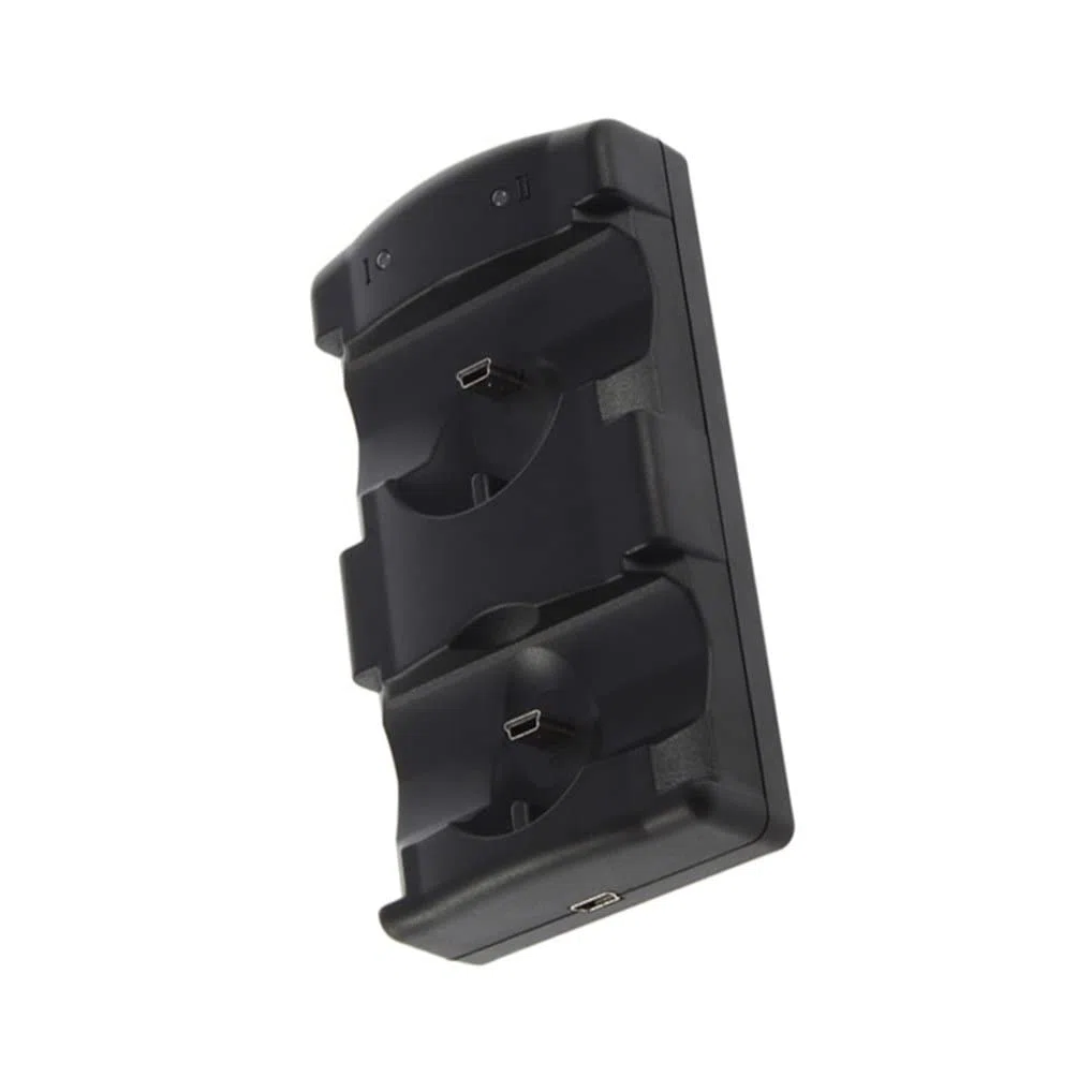 PS3/PS3 Move 2-in-1 Handle Cargador PS3 Controlador inalámbrico Dual-Seat Cargador PS3 Move Dual Docking Station Cargador con Cable de Carga-Negro