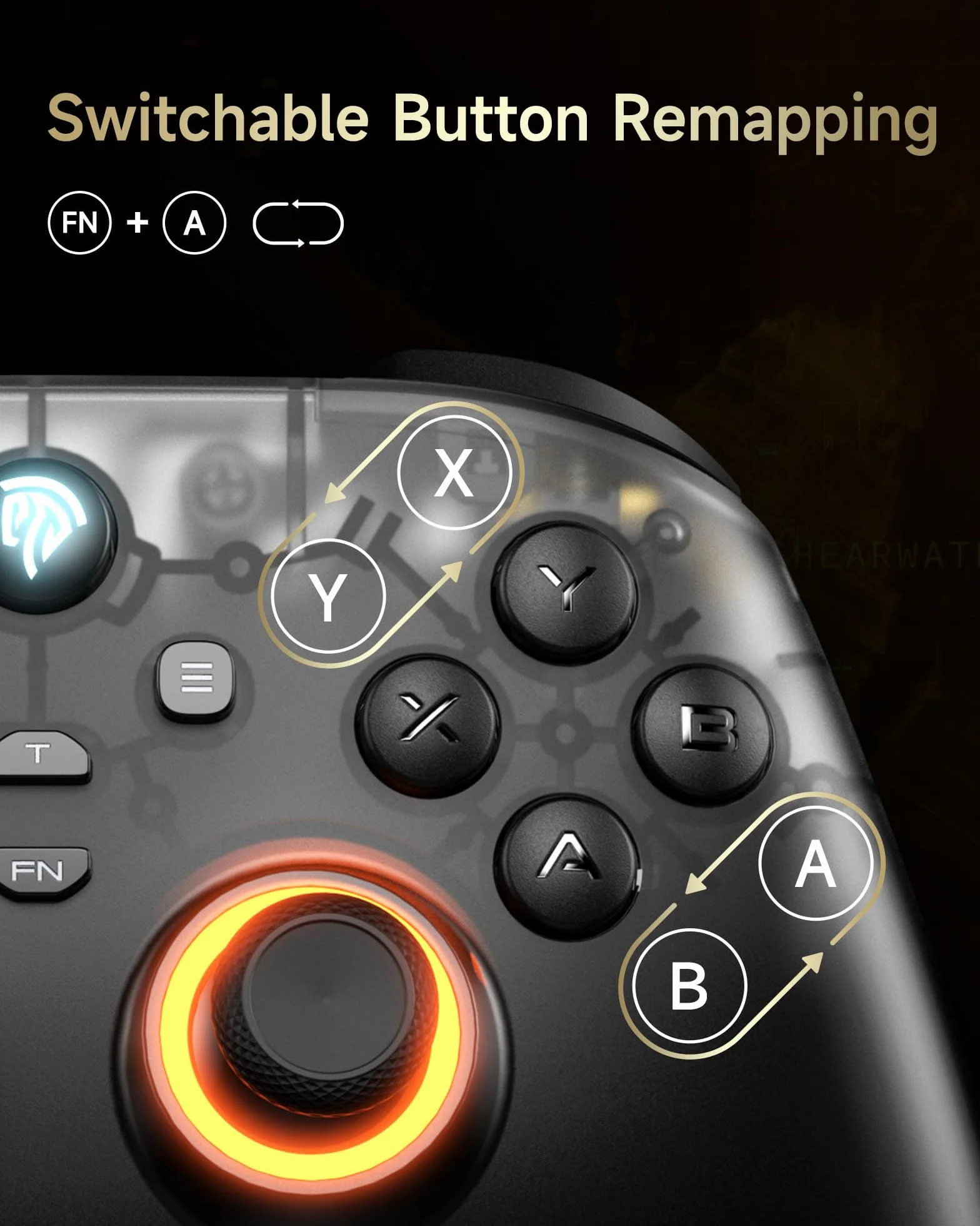 EasySMX D05 Mando PC Inalambrico con Base de Carga - RGB Luz - Hall Joystick - Hall Trigger, Gamepad con 1000 mAh Batería Recargable- Vibración - Turbo- para PC/Switch/Móvil - Negro
