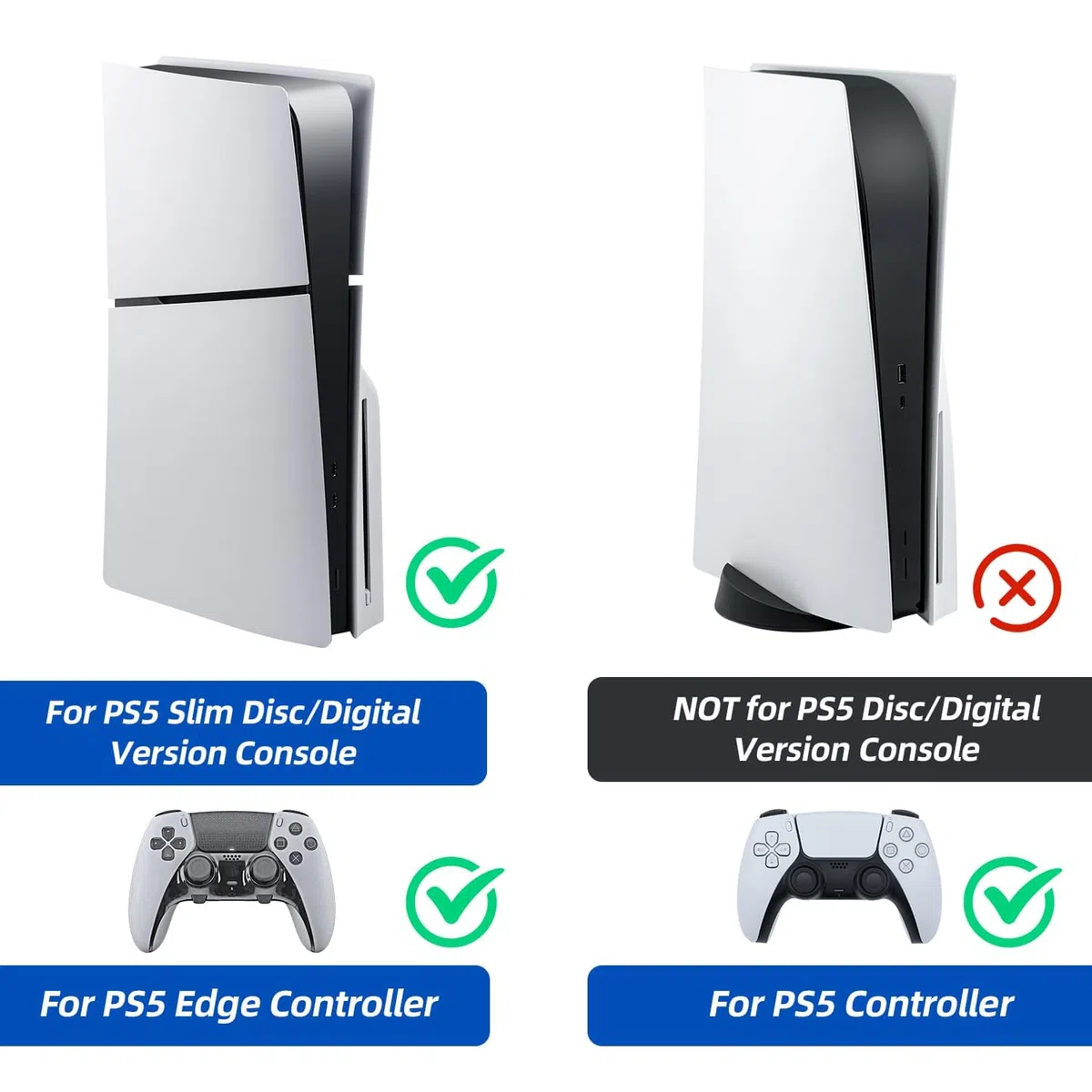 Mcbazel Stand para PS5 Slim, Base de Enfriamiento RGB de 3 Velocidades, Estación de Carga Dual para Controladores con Función de Memoria.(No para PS5/PS5 Pro)