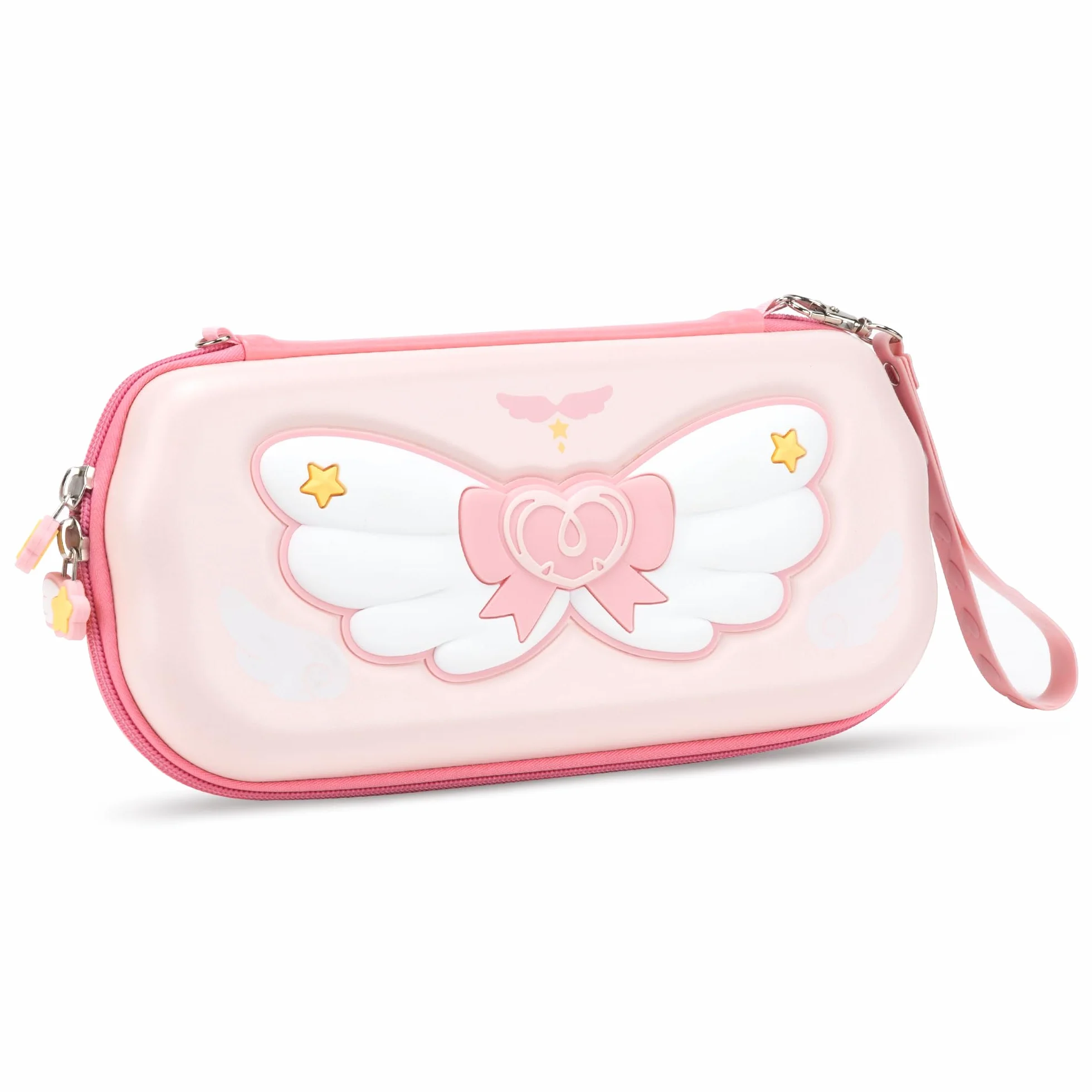 GeekShare Estuche Rígido Rosa Compatible con Switch/Switch OLED, Anti-Caída Impermeable Gran Capacidad Compatible con Consola Switch y Accesorios de Juego - Star Wing, Rosa, Organizador de Bolsa