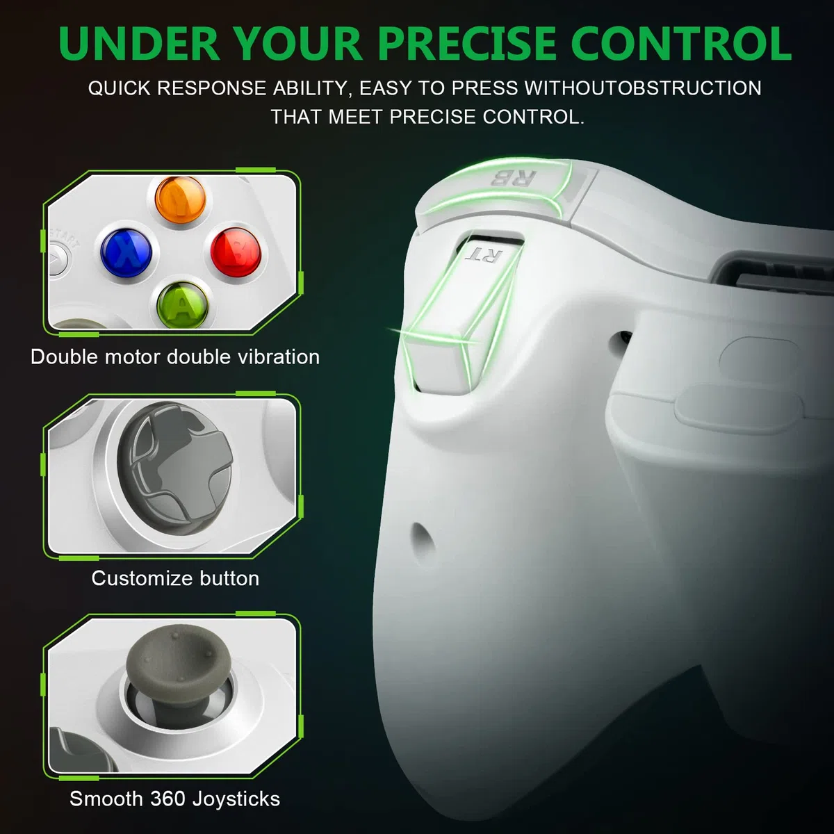 Labtec Mando Inalámbrico para Xbox 360, Gamepad Joystick Inalámbrico 2.4GHZ para Consola Xbox 360 & Slim y PC Windows XP/7/8/10/11