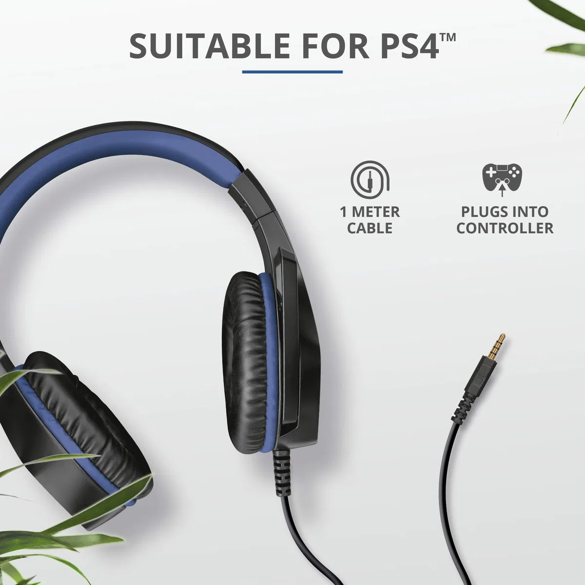 Trust Gaming Cascos PS4 & PS5 GXT 404B Rana Auriculares Gamer con Micrófono Plegable y Corto y Diadema Ajustable, Cable de 2 m, para PlayStation 4 & 5 - Azul