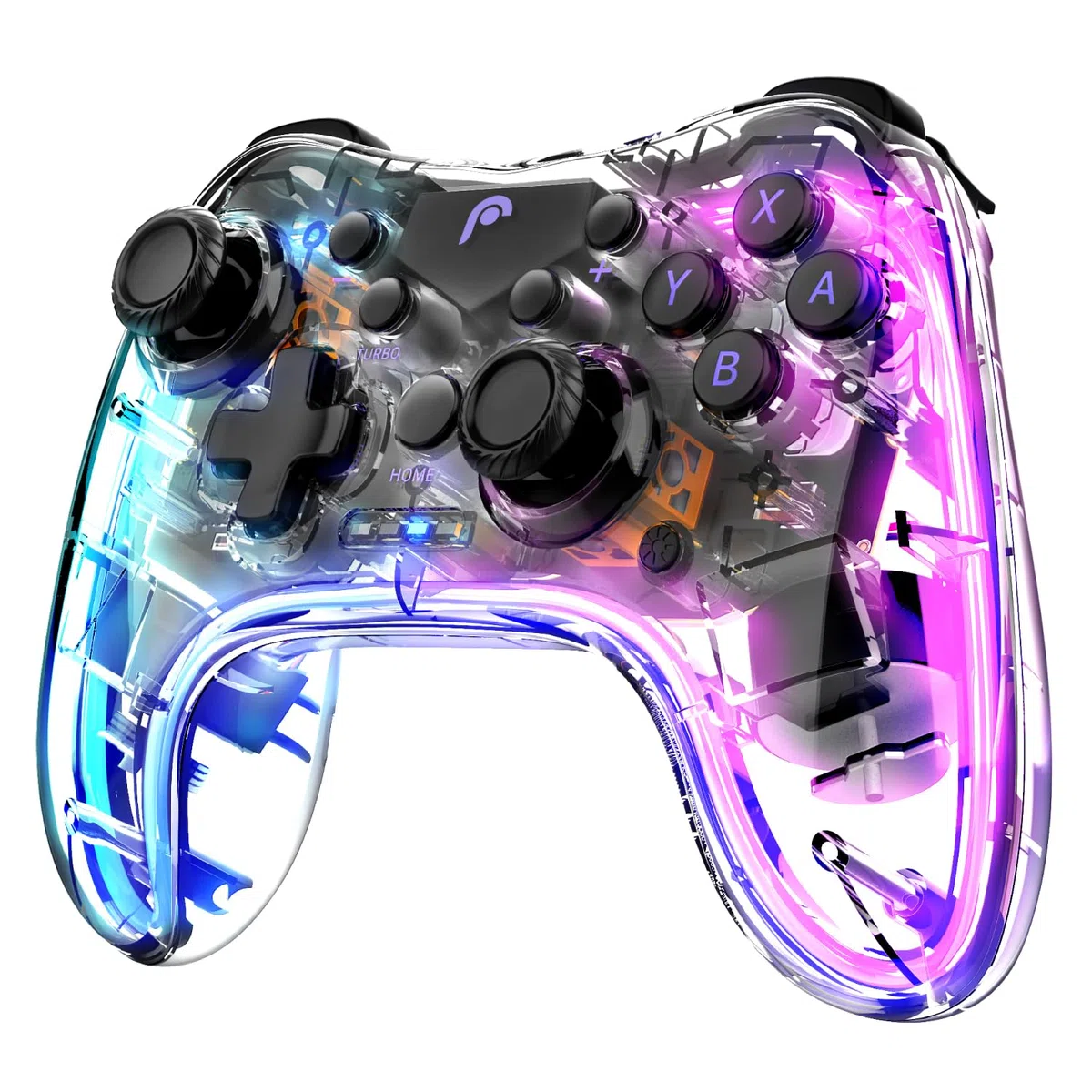 Fosmon Controlador Inalámbrico, Controlador Gaming con Luces RGB para Switch/Lite/OLED y Android/iOS/PC/Steam/Apple Arcade MFi Games, Controlador Switch Pro con Función Turbo y Vibración