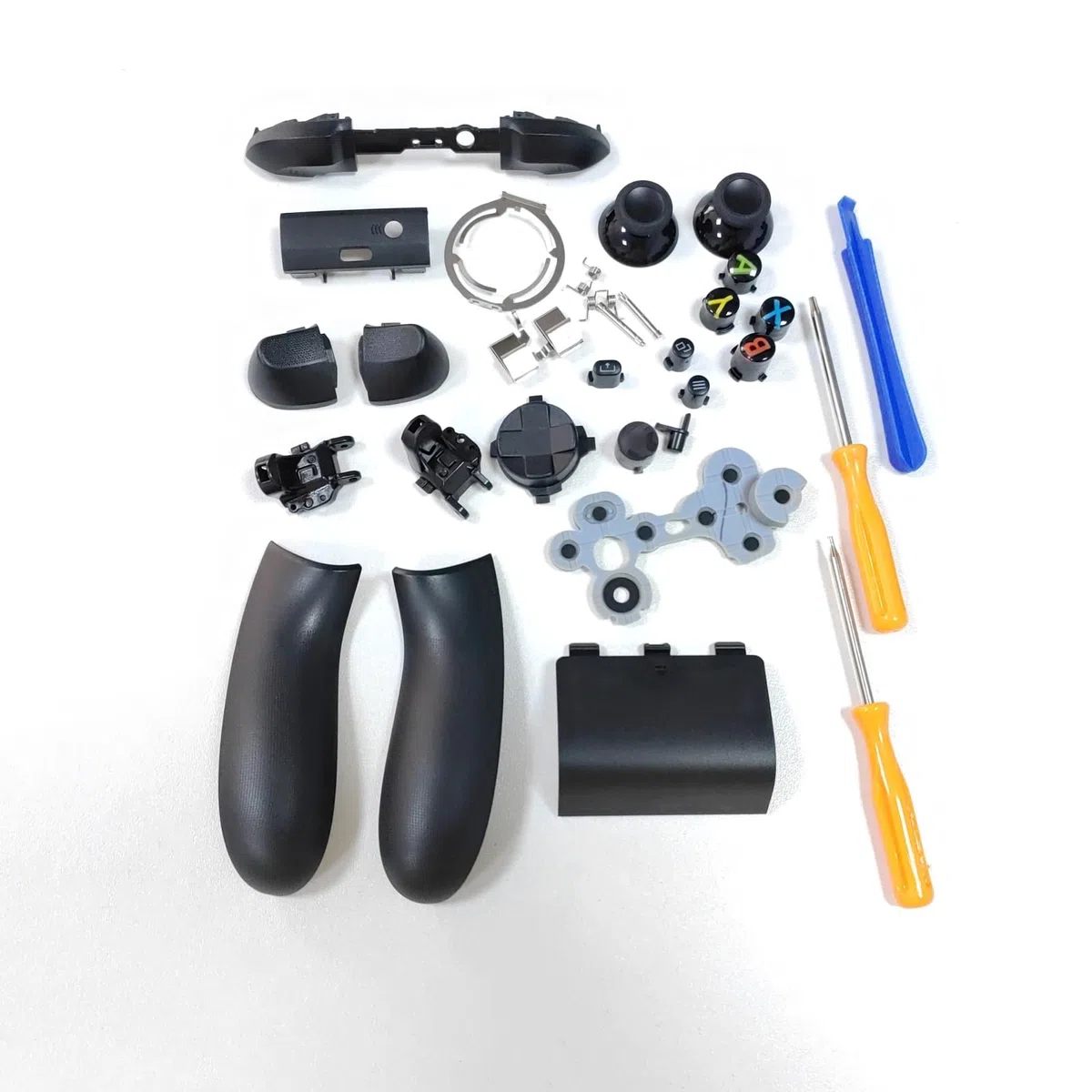Carcasa de Repuesto para Xbox Series X/S Controller - Kit de Carcasa Completa Incluye Funda de Cáscara Marco Central Rieles Laterales Botones ABXY Parachoques LB RB Accesorios (Negro)