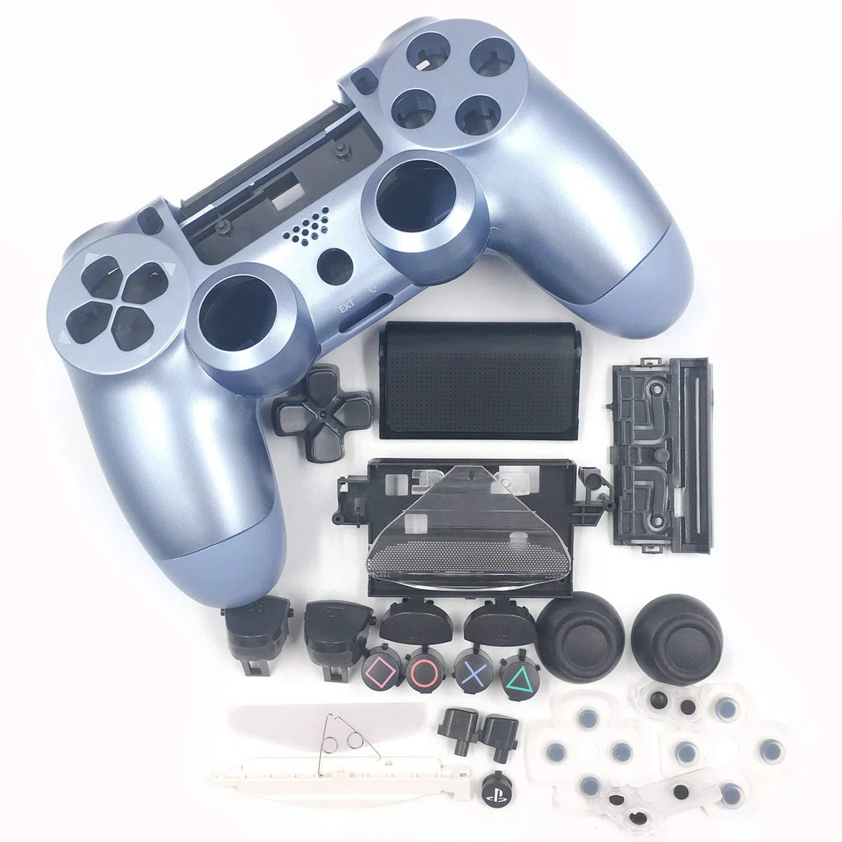 HUAYUWA - Carcasa de plástico para mando de juego con botones de repuesto para Playstation 4 Slim 4.0 JDM-040 (versión v1), color azul titanio