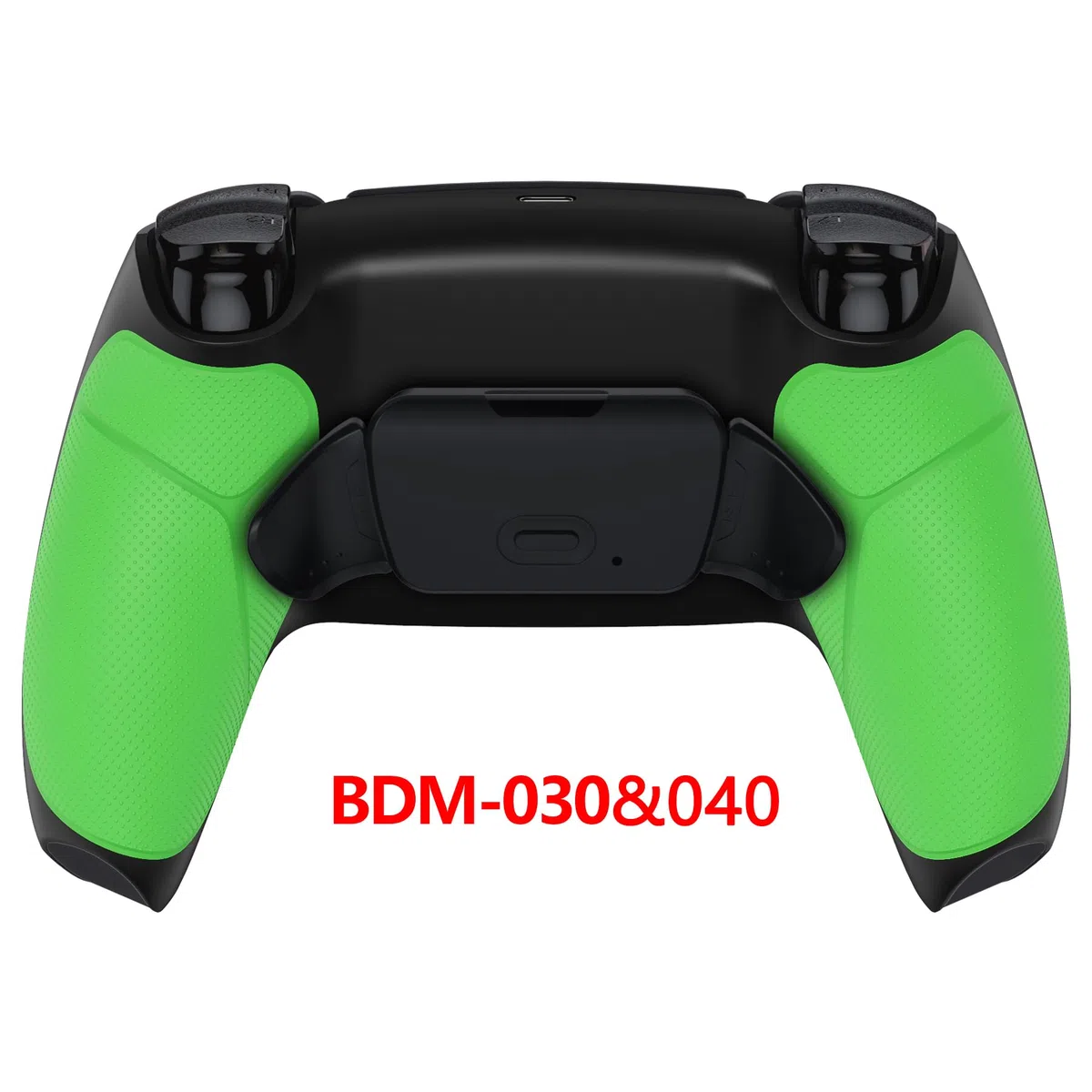 eXtremeRate Kit de reasignación de elevación programable de Agarre de Goma Verde para Controlador de PS5 BDM-030 040 050, Tablero de actualización y Carcasa Trasera Negra rediseñada y Botones