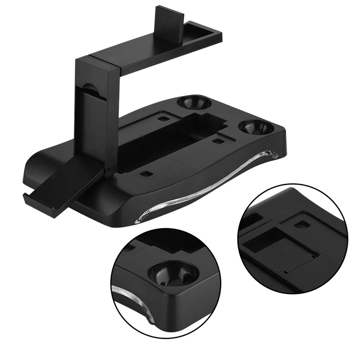 ciciglow Estación De Carga para PS4 VR, Controlador De PS4 VR Estación De Carga Soporte De Base Soporte para Auriculares VR para Consola De VR, Gafas VR Y 2 Asas De Movimiento PS4