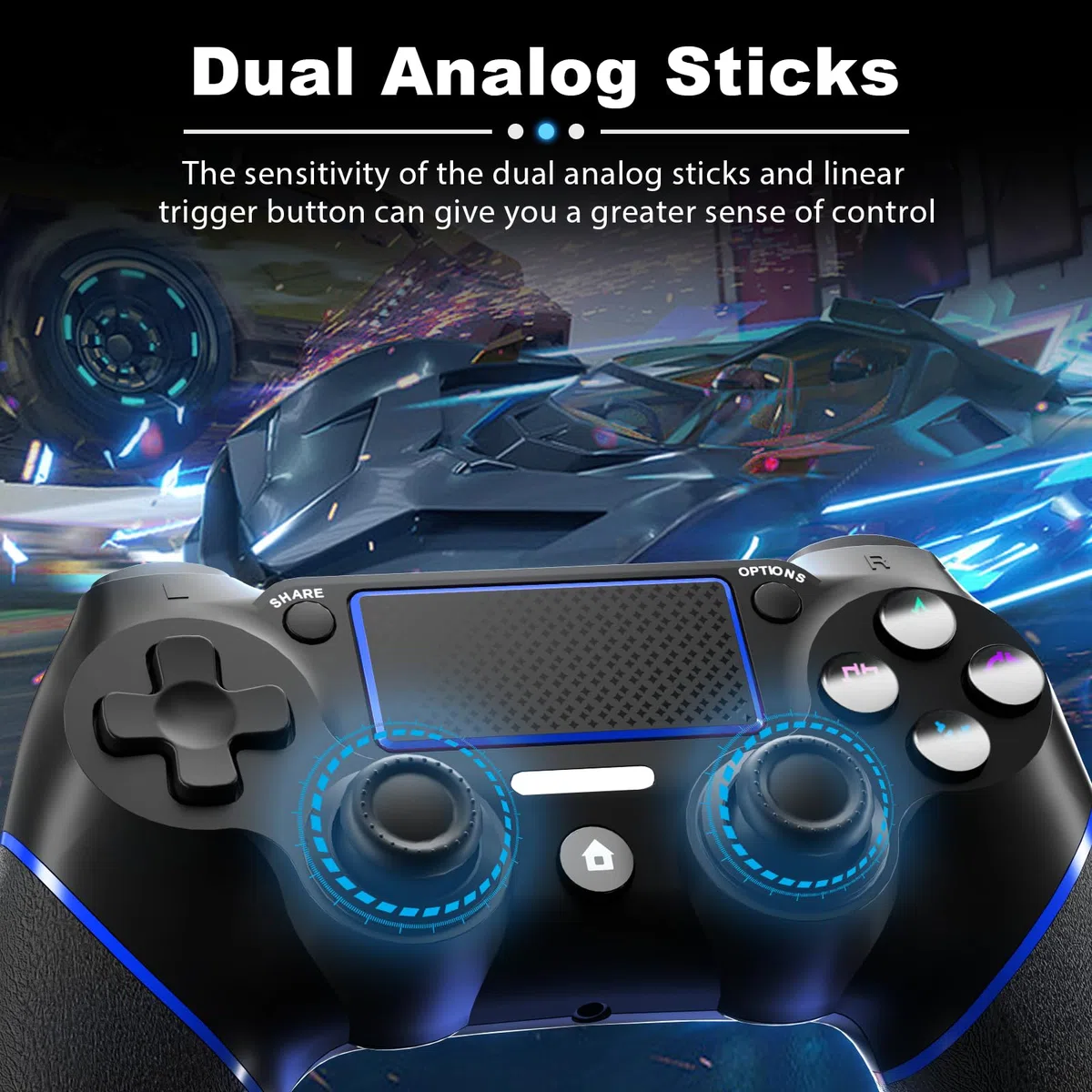 REKBOO Mando inalámbrico para PS4, Joystick Gamepad para PS4/Slim/Pro con Doble Motor de Vibración | Batería 600mah | Panel Táctil | Altavoz Audio Jack 3.5mm