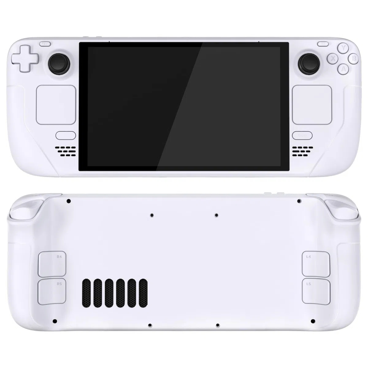 eXtremeRate Carcasa Completa Compatible con Steam Deck OLED Portátil Accesorios Placa Frontal Cubierta Trasera y Trackpad Funda Case con Botones para Steam Deck OLED-Consola NO Incluida(Blanco)