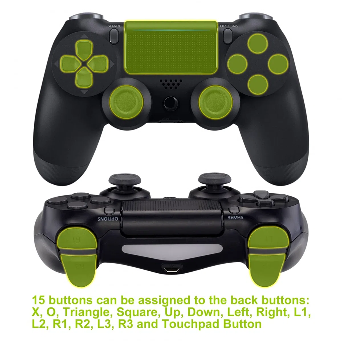 eXtremeRate Dawn Programable Remap Kit Botón de Reasignación para ps4 con Board de Actuelización&Carcasa Trasera Diseñada&4 Botones Traseros para ps4 Mando JDM 040/050/055(Salpicadura Negra)