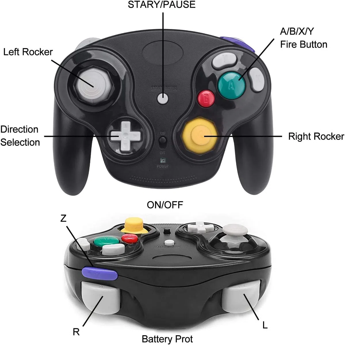 Mando Inalámbrico para Gamecube 2.4G Bluetooth NGC Gamepad Joystick Con Adaptador Receptor para Wii U GC