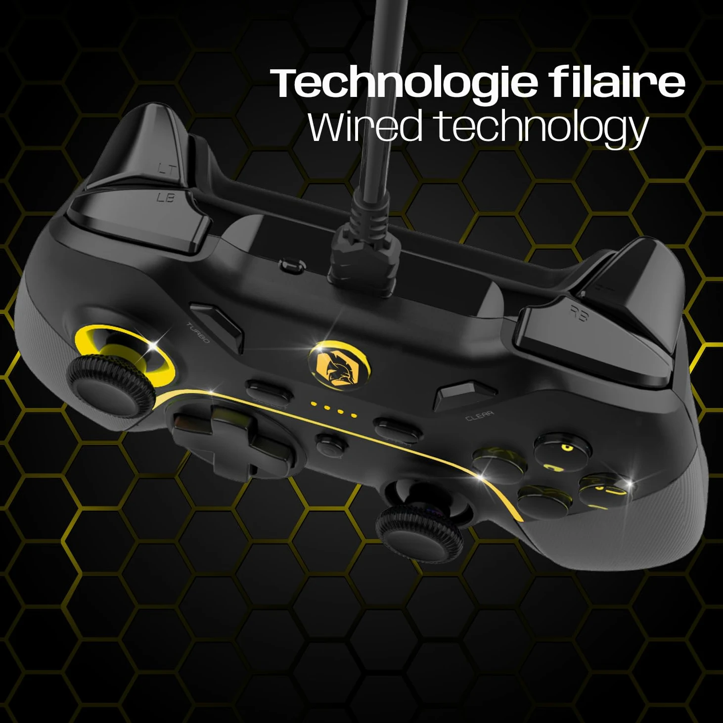 EMPIRE GAMING – Controlador de juegos con cable Gamepad – PC/PS3/Switch – Modo Macro/Tubo – Doble vibración – Puerto de audio de 3.5 mm – Ergonómico – Cable USB de 1.8 M