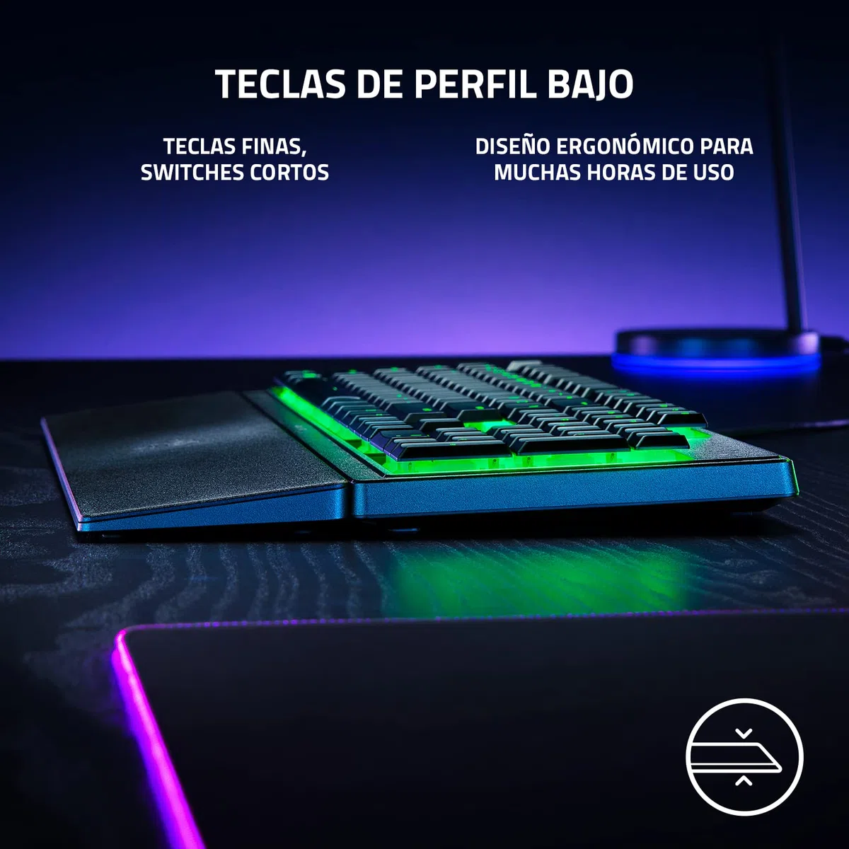 Razer Ornata V3 X - Teclado para Juegos de Bajo Perfil (Interruptores de Membrana Silenciosos, Teclas Recubiertas de rayos UV, Diseño Duradero y Resistente a Derrames) QWERTY Teclado ES | Negro