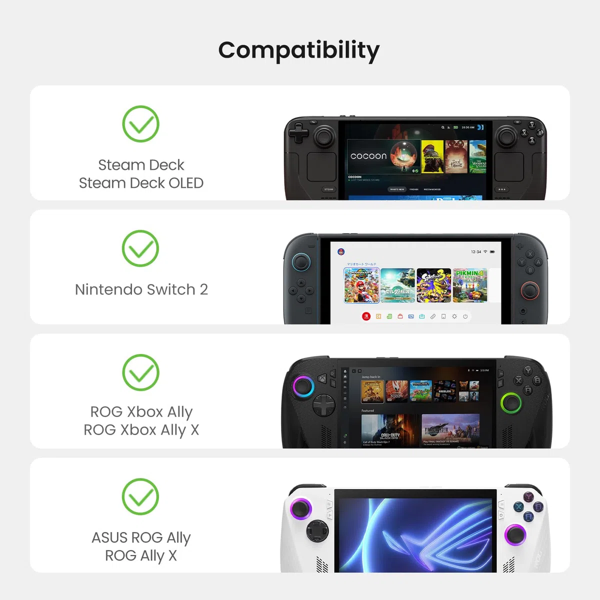 tomtoc Funda de Transporte para Consolas Steam Deck (OLED)/Nintendo Switch 2/ROG Xbox Ally (X)/PS Portal/MSI Claw 8/7 AI+ y Accesorios, Bolsa Protectora para Adaptador de AC, Ligera Bolsa de Viaje