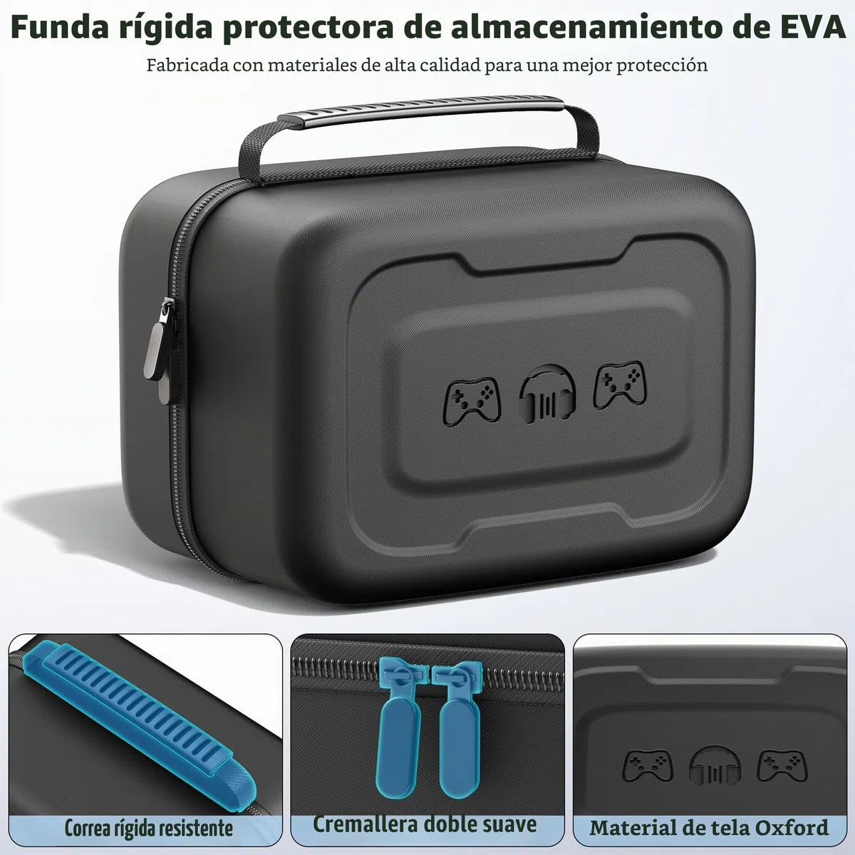 Funda Universal para Auriculares y Mandos, Estuche para Mandos de PS5/Switch/Xbox, Funda Auriculares Diadema de Gran Capacidad, Organizador Portátil para Accesorios Videojuegos con Bolsillo para Cable