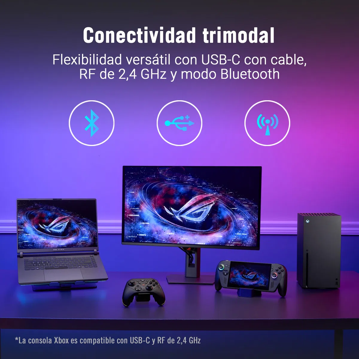ASUS ROG Raikiri II Xbox Wireless - Mando gaming con joysticks TMR, compatible con Xbox/PC/Ally, frecuencia de sondeo de 1000 Hz, gatillos de dos modos, 4 botones traseros, hasta 50h de batería