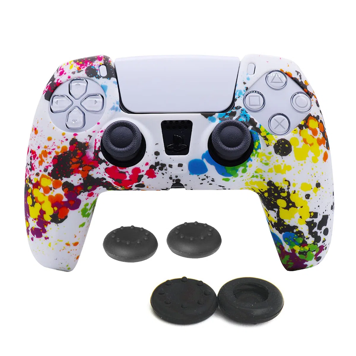 Yolistar - Carcasa para mando PS5 DualSense, funda de silicona flexible sin límite x 1 (blanco Camuflaje) con 4 asas de pulgar compatible con Sony Playstation 5