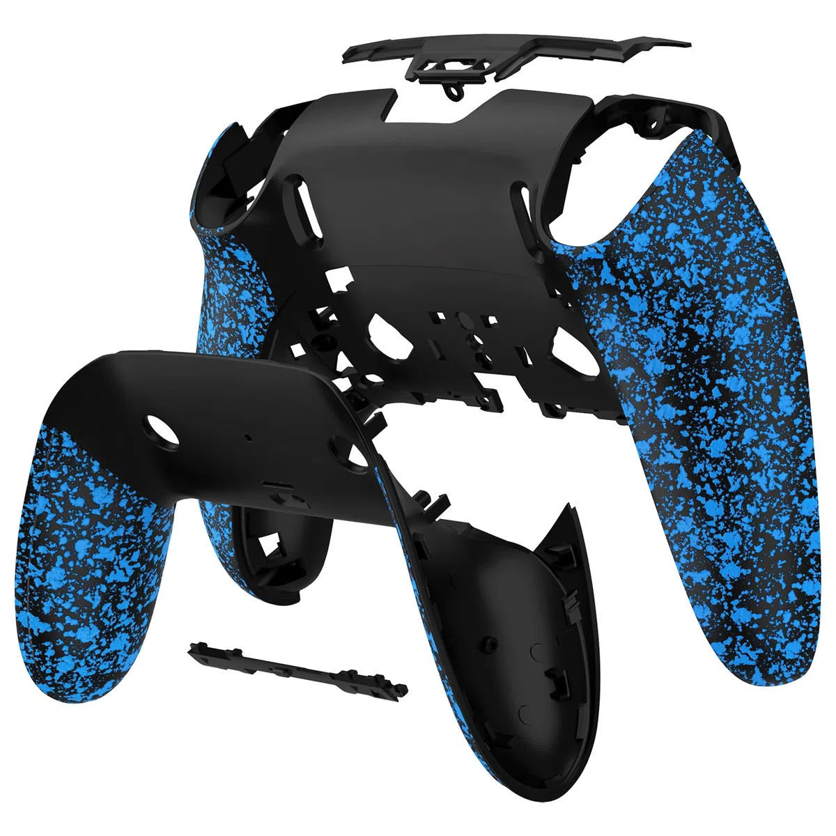 eXtremeRate Carcasa Trasera e Inferior Personalizada Compatible con p s 5 Edge Mando, Cubierta Antideslizante 3D Texturizada, Kit DIY de Reemplazo con Carcasa Posterior y Clip (Azul Texturizado)