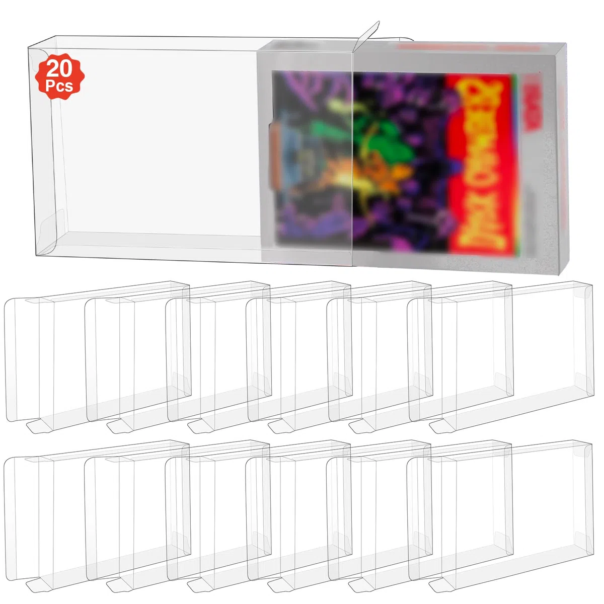 20 fundas protectoras de plástico, vitrinas protectoras de plástico transparente para cartuchos Atari 2600 7800