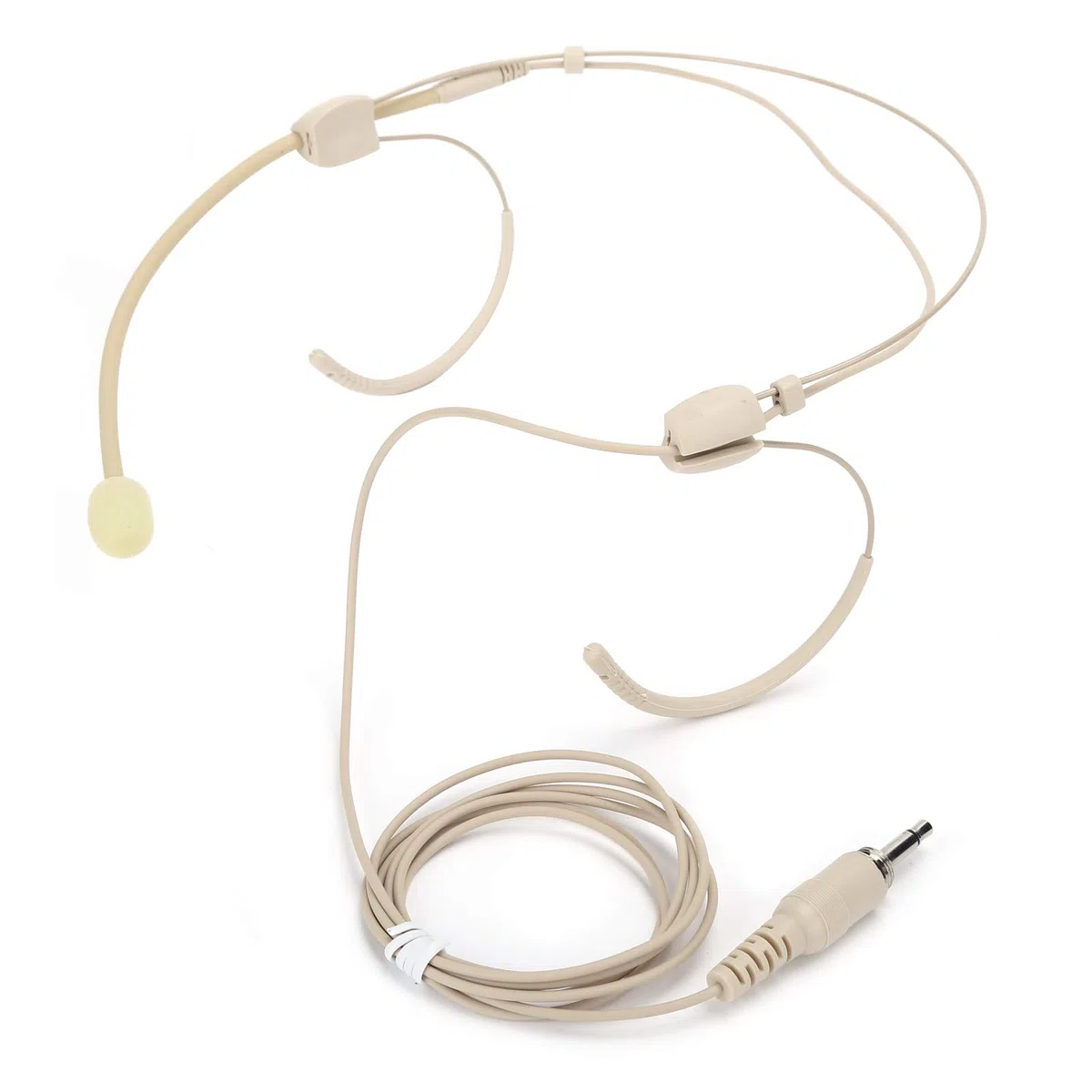 Micrófono de diadema de 3.5 mm, mini micrófono de condensador colgante binaural portátil, micrófono de diadema para transmisor de petaca para escenario, iglesia, Leturer - Beige