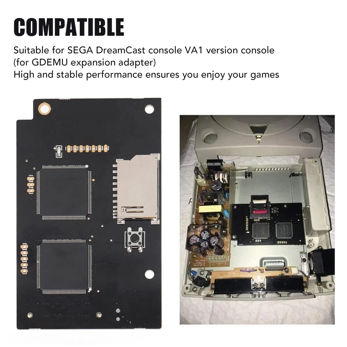 Reemplazo de Placa de Simulación de Unidad óptica V5.15b GDEMU para Sega Dreamcast VA1, con Soporte de Tarjeta de Almacenamiento Remoto, Disipador de Calor