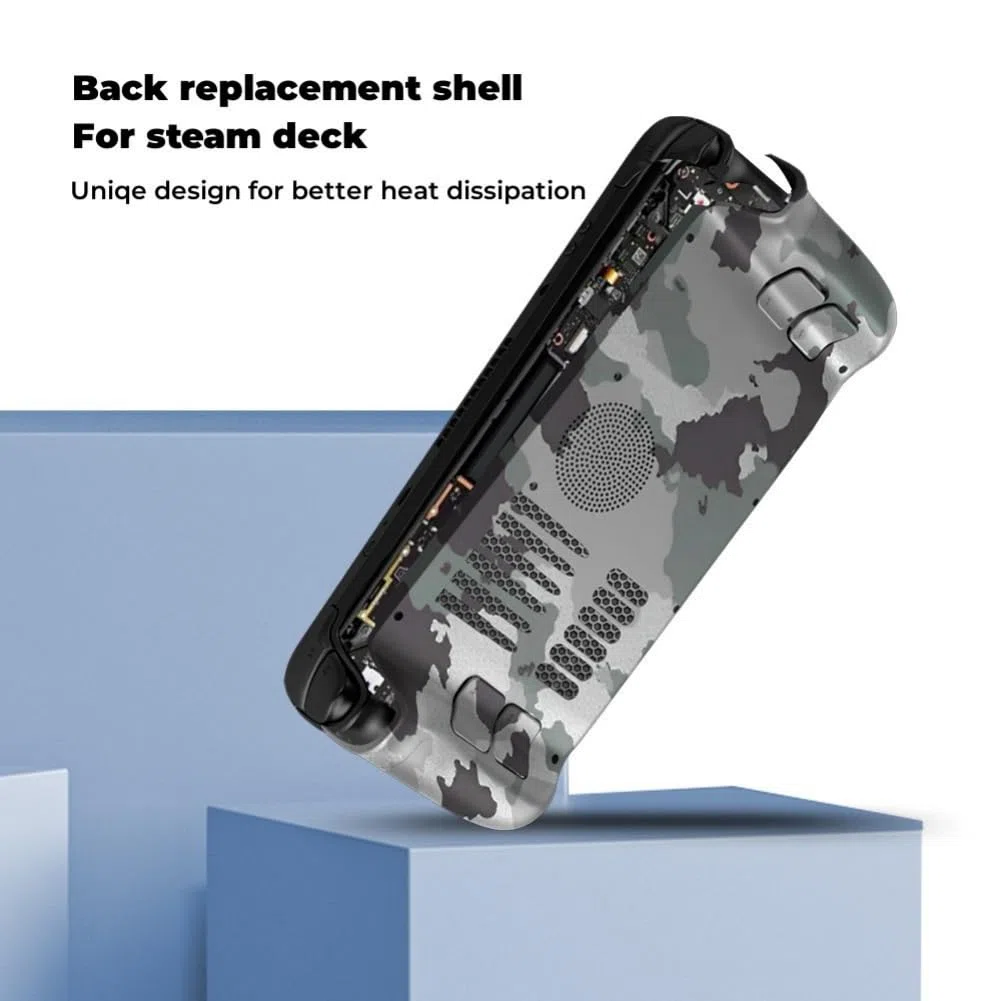 Hzxkqmil Placa Trasera de Repuesto para Steam Deck/Steam Deck OLED, Consola de Mano Panel Inferior con Ventilación de Refrigeración y Disipación de Calor (Camuflaje)