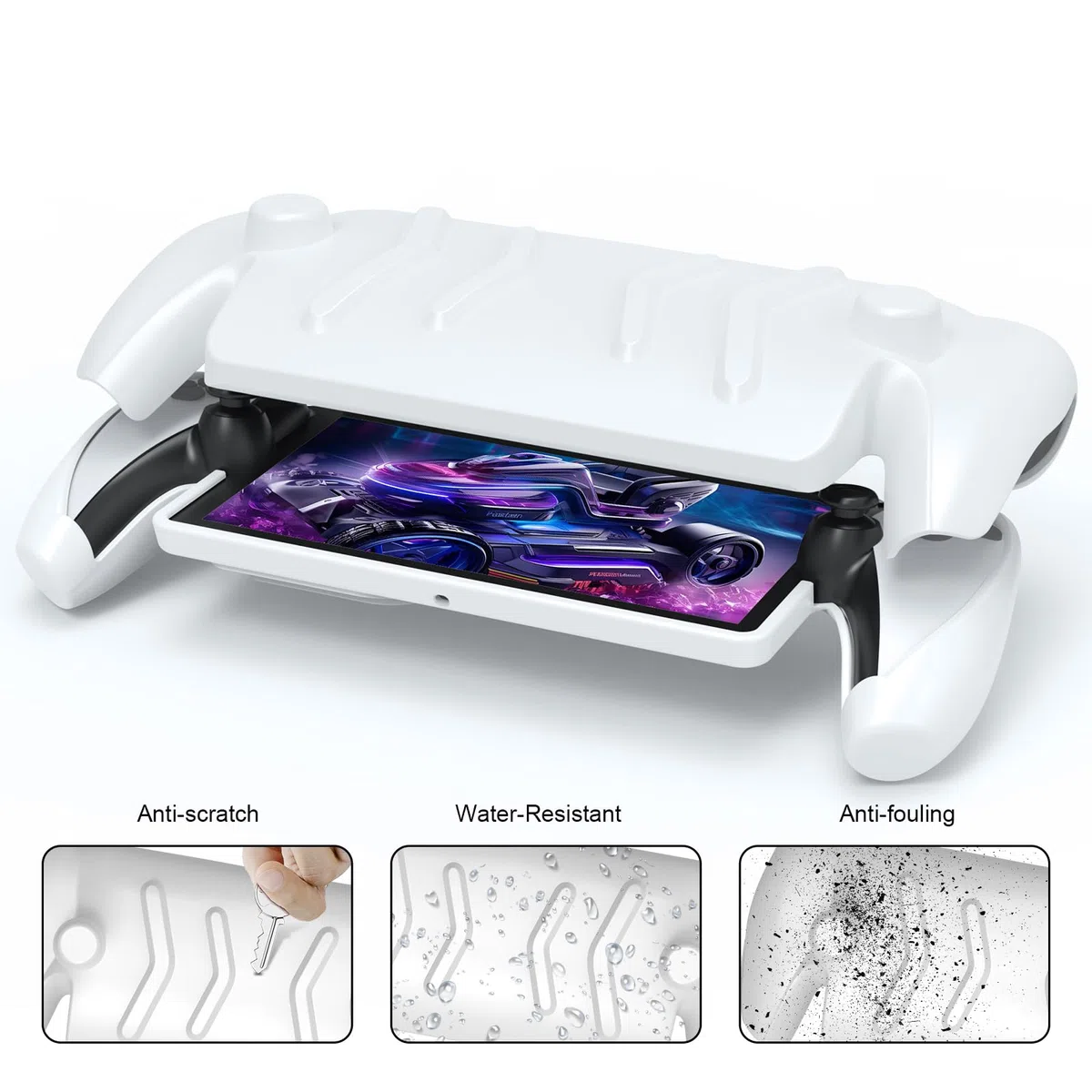 Funda Protectora Completa Compatible con Reproductor Remoto PlayStation Portal, Funda para Portal PS5 con Carcasa Frontal Desmontable, Funda Trasera, diseño de Mano Esmerilado (Blanco)