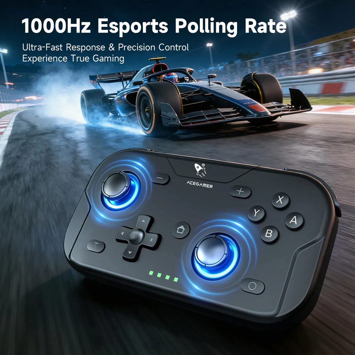 AceGamer Pocket Controller, Mando inalámbrico para Switch/PC/iOS/Android, minicontrolador con Joystick, Turbo, Sensor giroscópico de 6 Ejes y activación con un Solo botón（Negro）