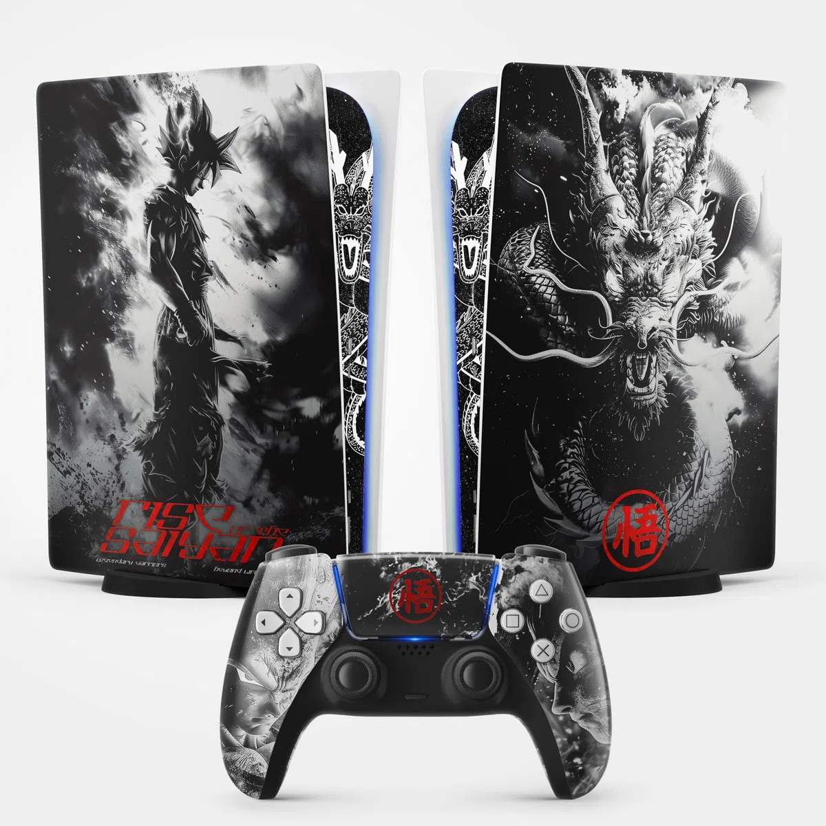 Pegatina PS5 Guerrero Dragón Pegatina para Playstation 5 Manga, Consola y Mantel, Edición Estándar Digital, Skin Guerrero PS5 (1 mando)