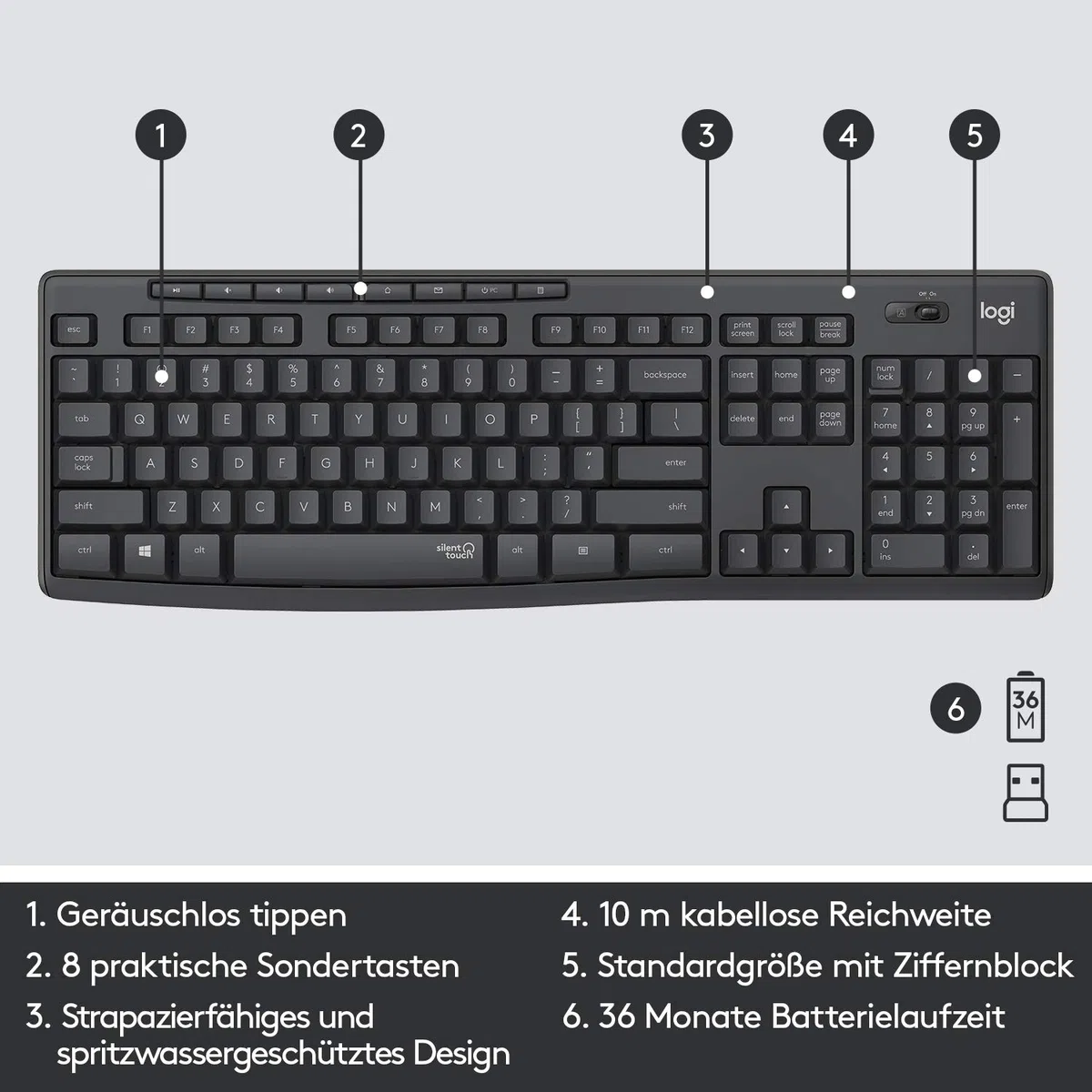 Logitech MK295 silencioso inalámbrico COMBO - DEU QWERTZ