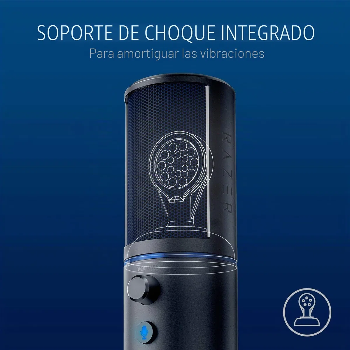 Razer Seiren X para PlayStation - Micrófono de condensador USB para transmisión en PS4 y PS5 (compacto con amortiguador, patrón de grabación supercardioide, botón de silencio) Negro-Azul