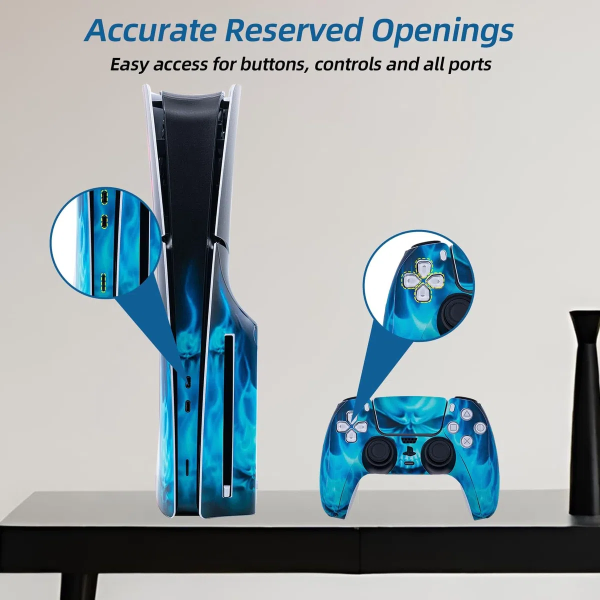 Mcbazel Calcomanías de la Serie Pattern Pegatinas de Vinilo Solo para PS5 Slim Disc Edition - Azul Llama