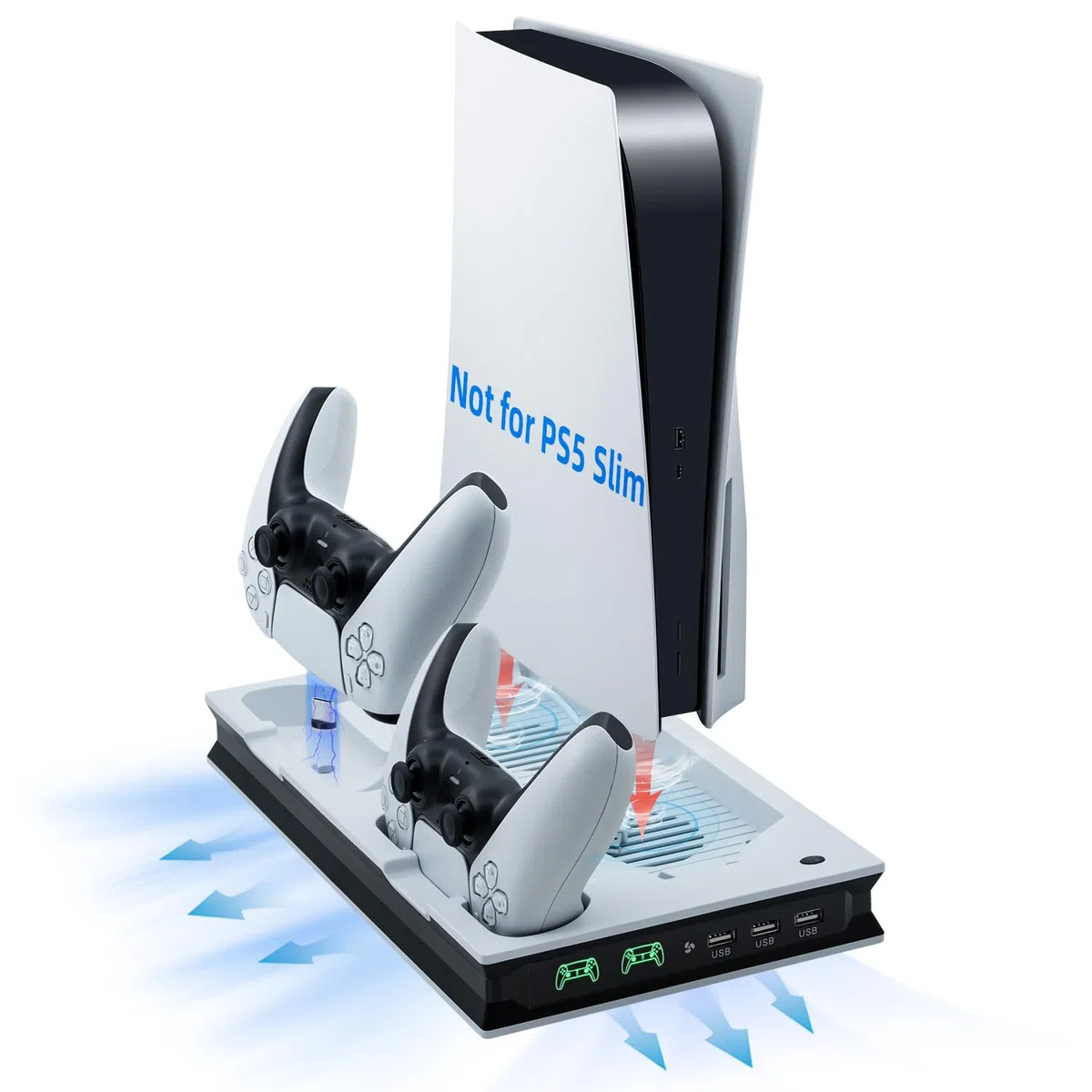 Mcbazel Soporte de Refrigeración Vertical para PS5 CFI-1016 y 1116AB,Estación de Refrigeración LED con Carga de Doble Mando para PlayStation 5 - Blanco (No para PS5 CFI-2016AB I Pro CFI-7021AB01)