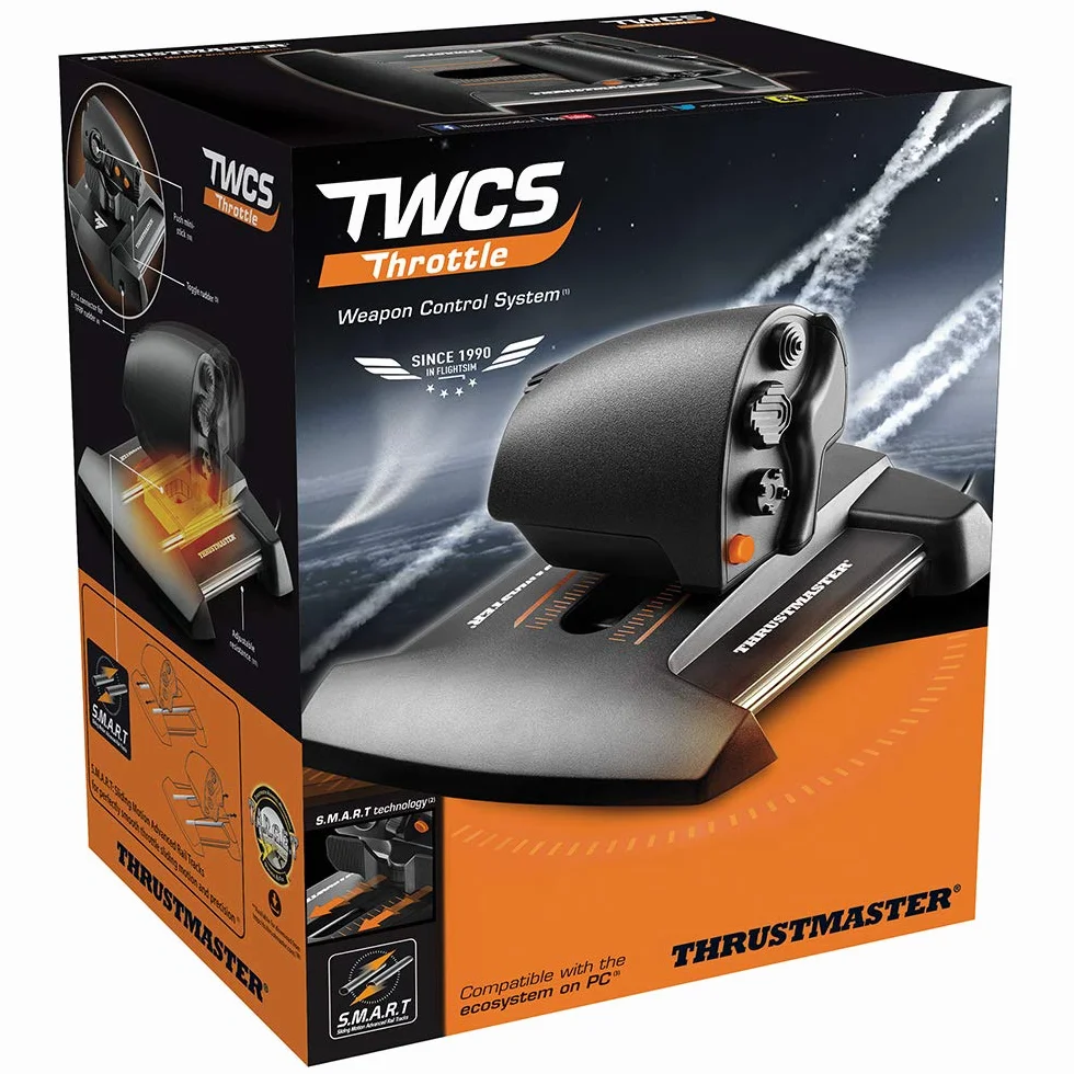 Thrustmaster TWCS Throttle - Mando de Potencia para PC (Tecnología de Raíles Deslizantes S.M.A.R.T, 14 Botones, Hat Switch de 8 Direcciones, Ideal para Elite Dangerous y Flight Simulator) Negro