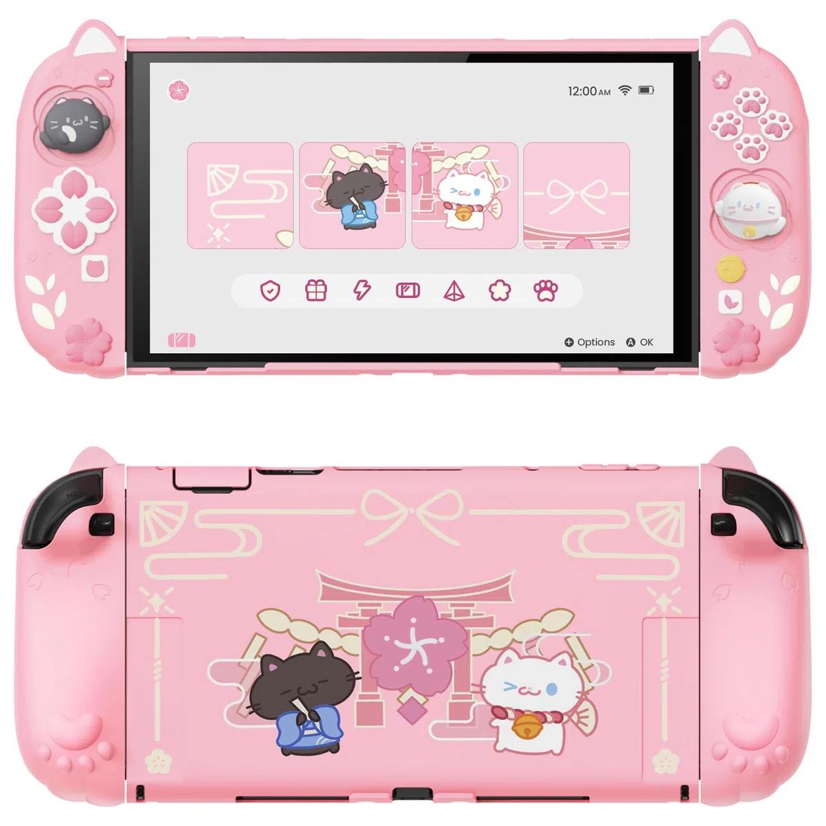 PlayVital Funda Protectora para Nintendo Switch 2 (2025) - Agarre de Silicona con Carcasa Trasera de PC, Protector con Soporte Plegable y Tapas para Joysticks, Diseño Gatito Lindo (Rosa)