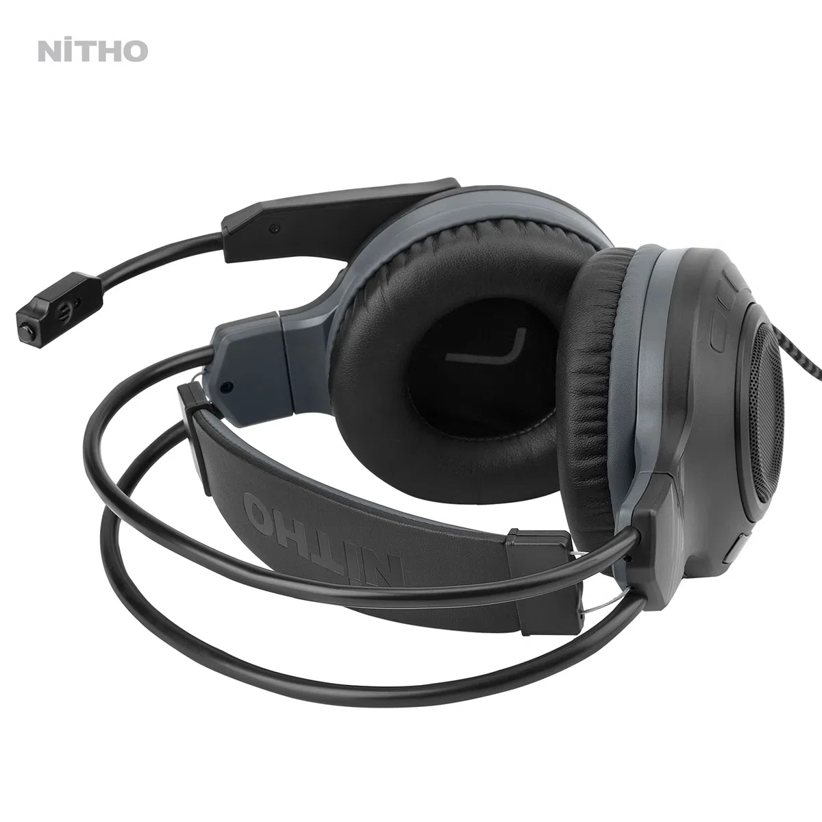 NITHO Atlas Auriculares Gaming Over-Ear – Controladores de 50 mm, Micrófono Flexible, Sonido Estéreo – Incluye Cable en Y – Jack 3.5 mm – PC/PS4/PS5/Xbox/Móvil – Negro