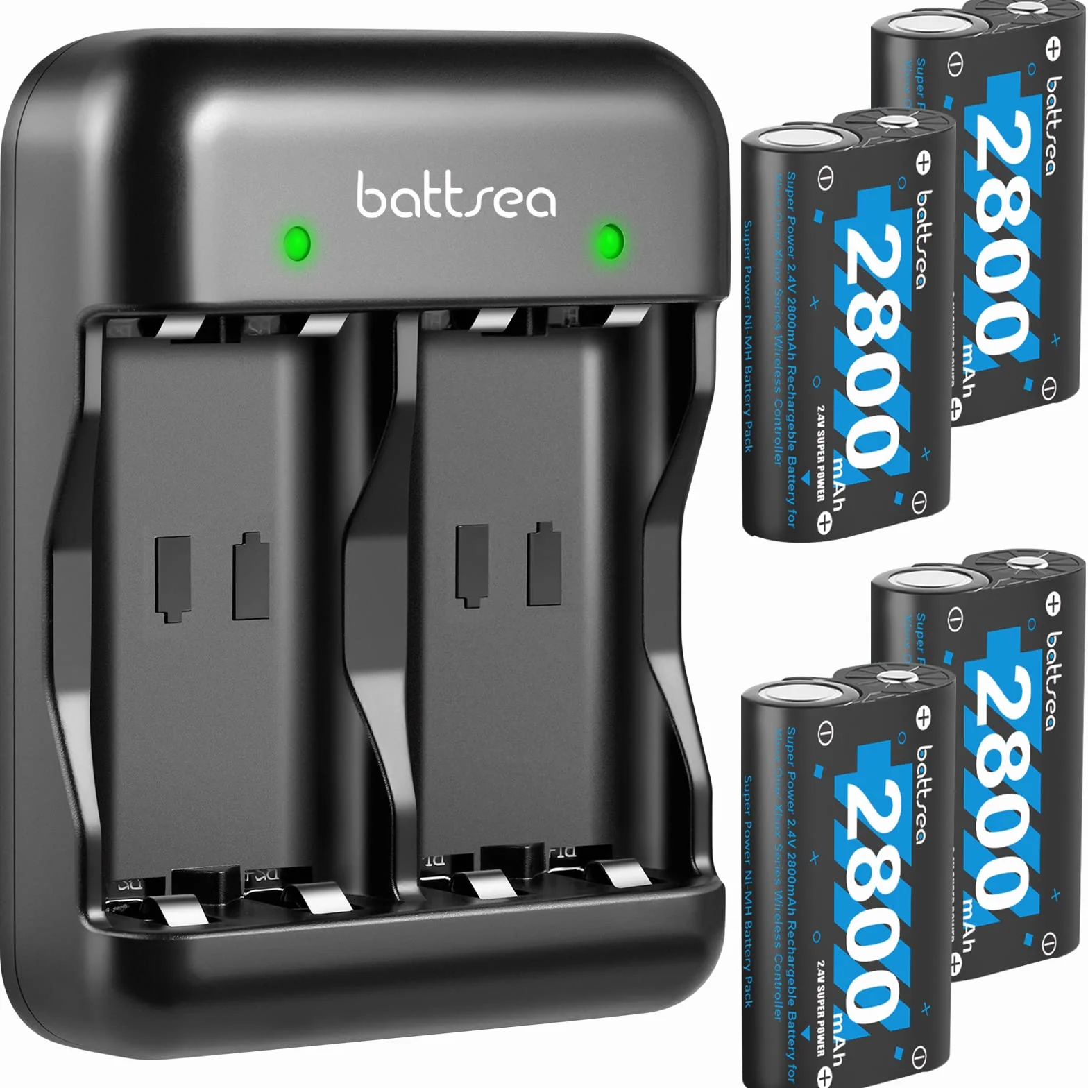 Batería recargable (4 x 2800 mAh, para mando Xbox One/Series con estación de carga rápida, compatible con el kit de accesorios para Xbox One/One S/One X/Series X/Series