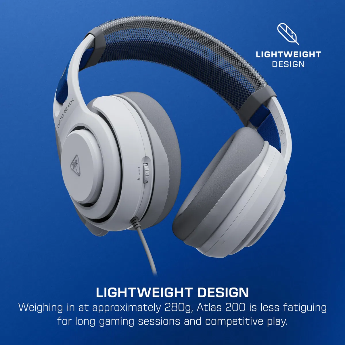 Turtle Beach Atlas 200 Blanco Auriculares de Juego con Cable con Licencia Oficial para PlayStation, PS5, PS4, transductores Nanoclear de 50 mm, micrófono con función de Silencio al abatir