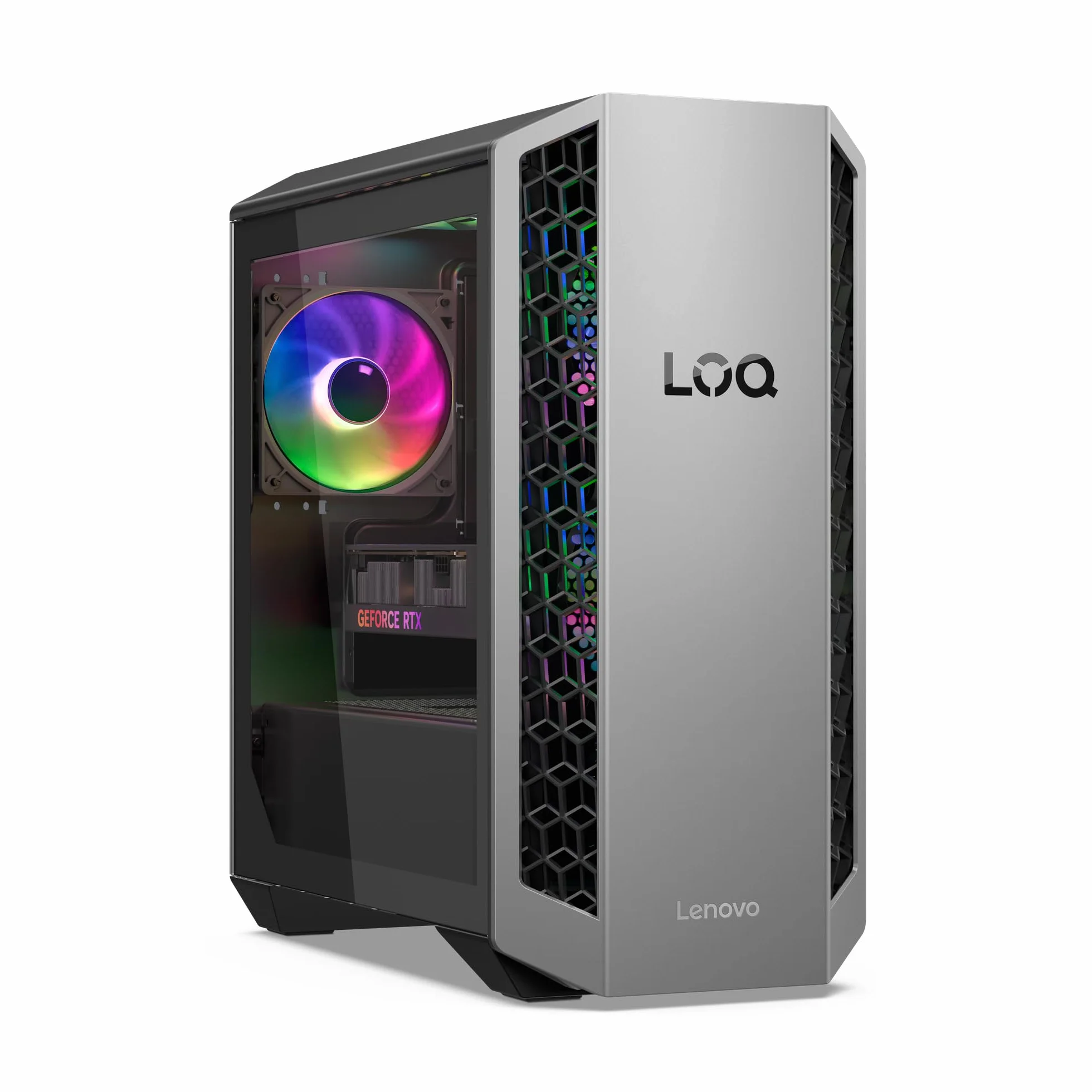 Lenovo LOQ Tower Gaming (AMD Ryzen 7 8745HX, NVIDIA GeForce RTX 5060, 16 GB RAM, 1 TB SSD, 26L, Wi-Fi 7, Sin Sistema Operativo) - Color Gris