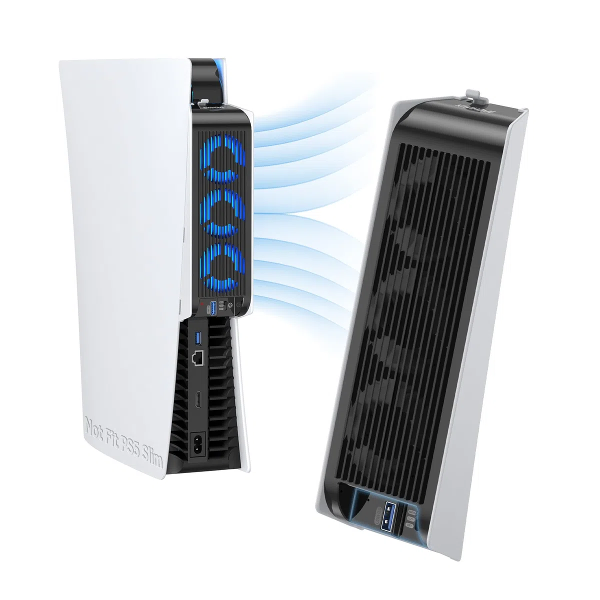 KIWIHOME Ventilador de refrigeración para accesorios PS5, ventilador silencioso actualizado con 3 ventiladores y USB externo para PS5 Digital/Ultra HD Consola, No para PS5 Slim (Blanco)