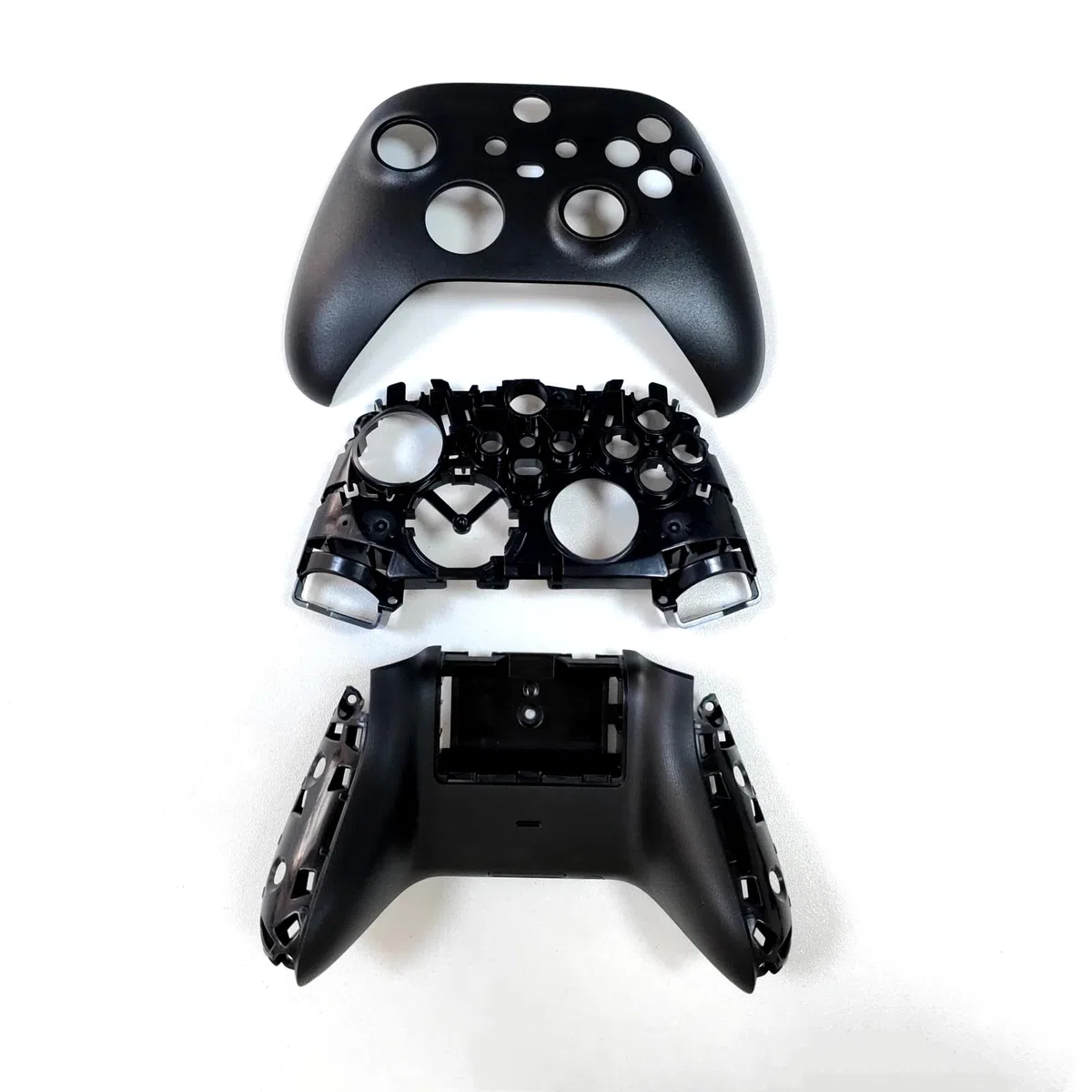 Carcasa de Repuesto para Xbox Series X/S Controller - Kit de Carcasa Completa Incluye Funda de Cáscara Marco Central Rieles Laterales Botones ABXY Parachoques LB RB Accesorios (Negro)