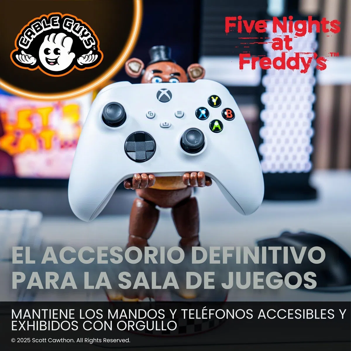 Cableguys Five Nights At Freddy'S Freddy Soporte Mando y Movil - Figuras Soporte para movil y Mando, Compatible con Xbox, PlayStation y la mayoría de mandos estándar, Accesorios Escritorio Gaming