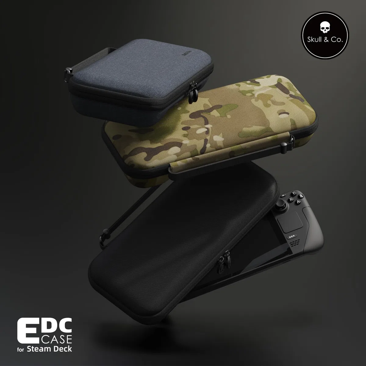 Skull & Co. Bolsa de Viaje Protegida para Steam Deck y OLED: Casco Rígido Portátil