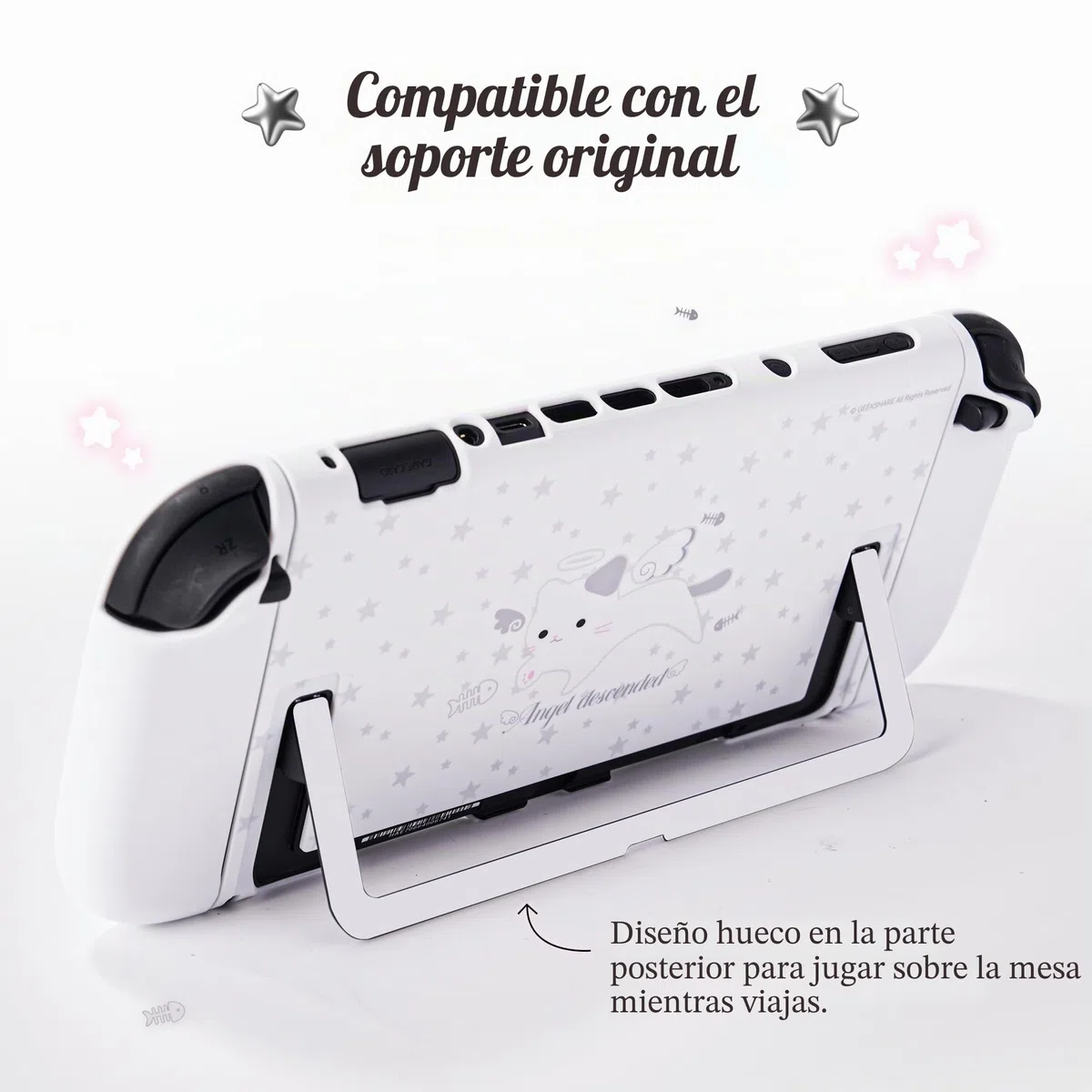 GeekShare Carcasa protectora compatible con Switch 2, funda acoplable de dibujos animados Kawaii compatible con Switch 2, diseño antiarañazos y de absorción de golpes, diseño de Star Kitty